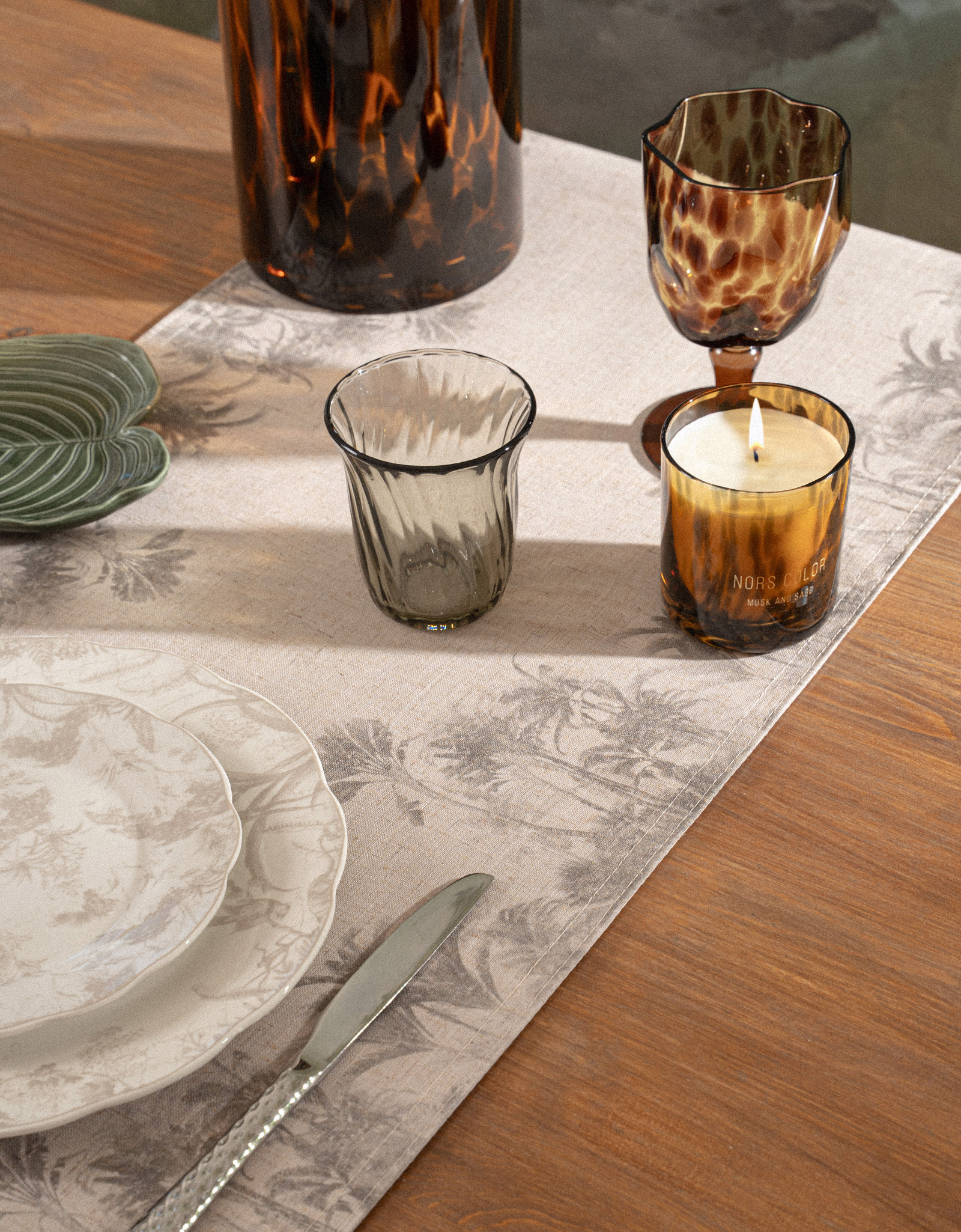 Table runner, 40x160 cm, polyester / linen, sand, Jungle, Tropical wildlife, image-7