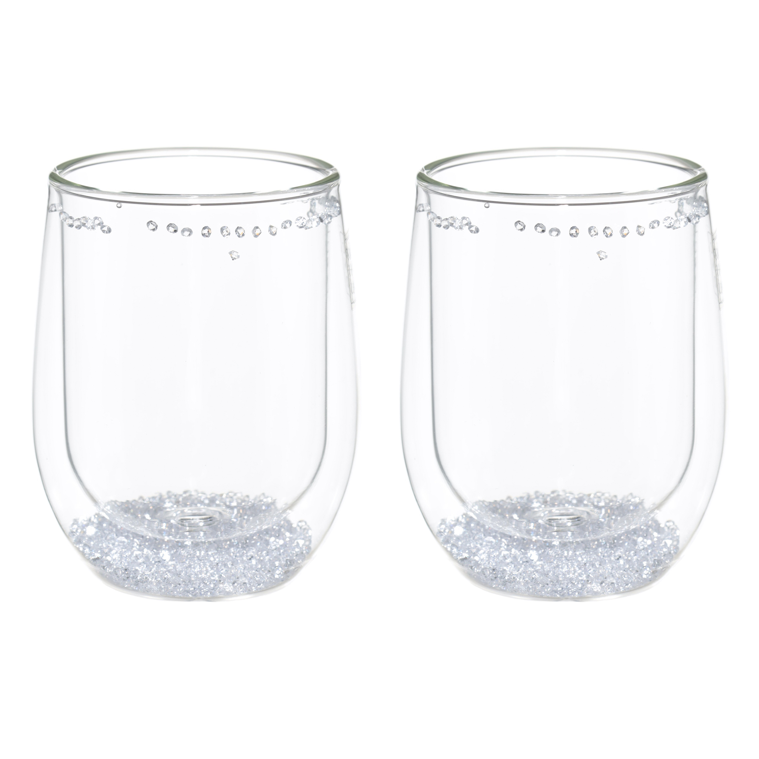 Glass, 11 cm, 300 ml, 2 pcs, B glass, with crystals inside, Air decor, image-0
