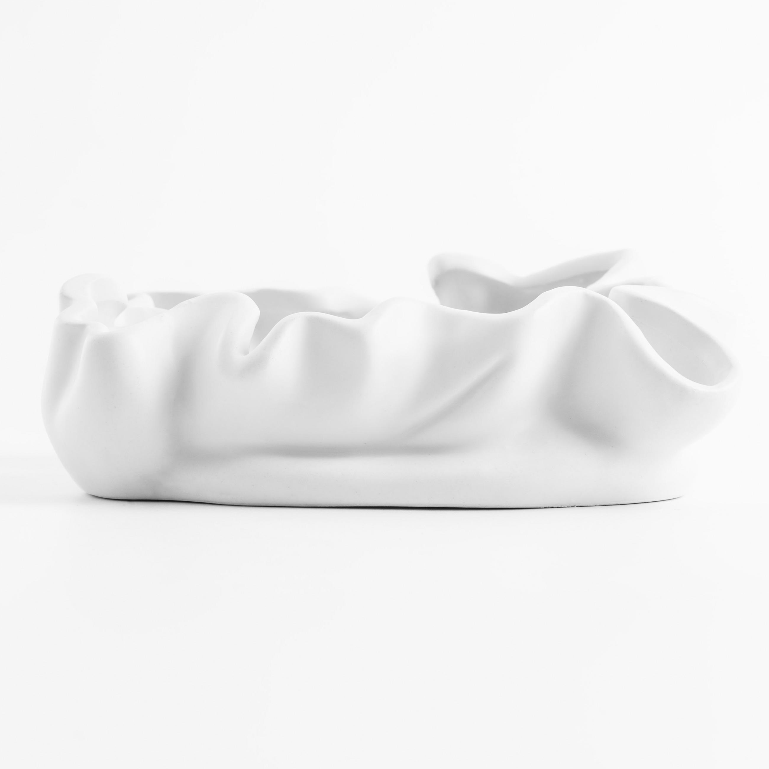 Decorative dish, 17 cm, ceramic, milky, Crumpled effect, Crumple, image-4
