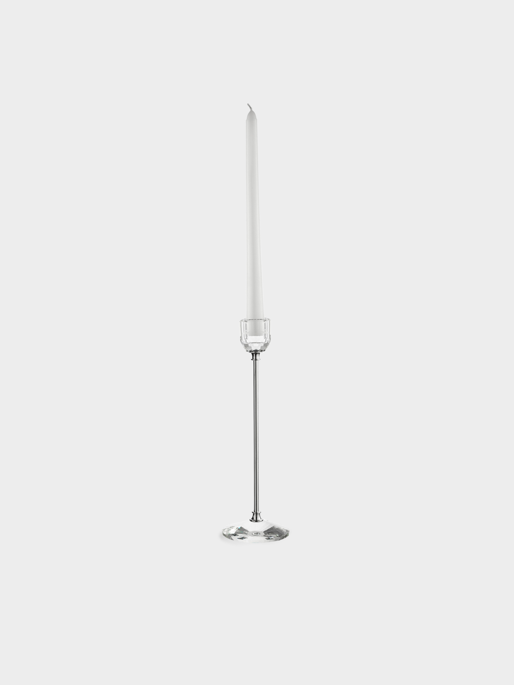 Candlestick, 24 cm, for a thin candle, on a leg, crystal glass / metal, Lux crystal, image-3