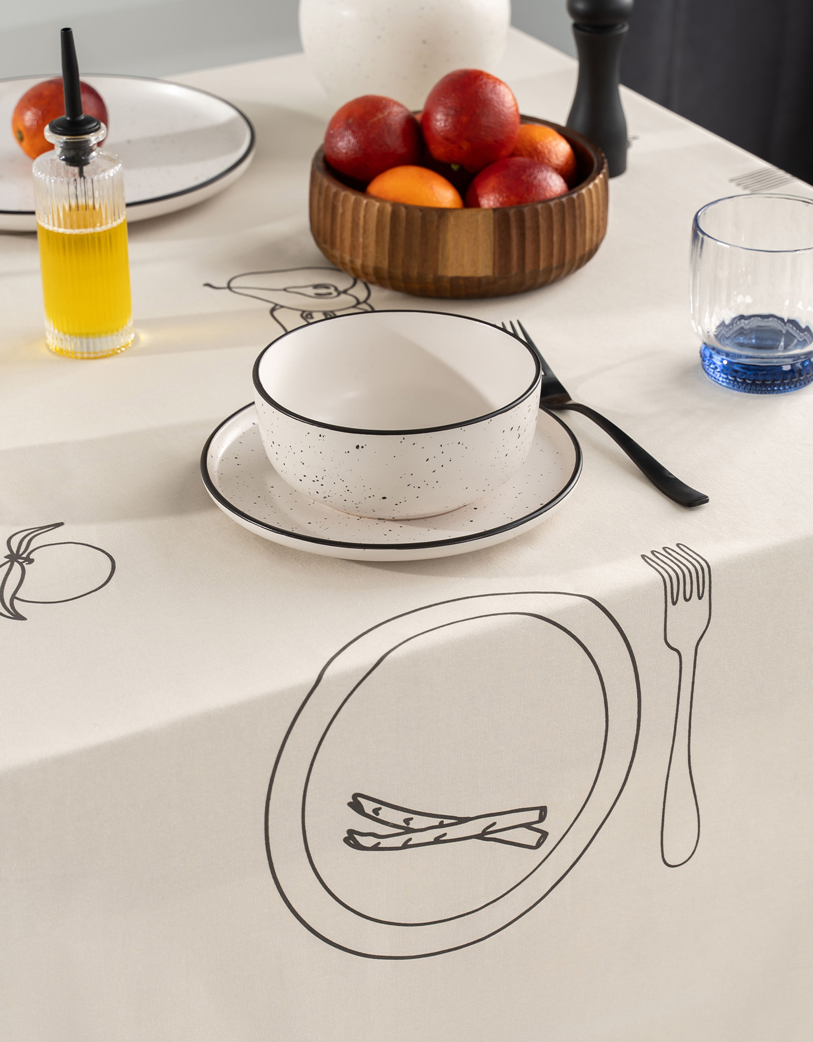 Tablecloth, 170x250 cm, cotton, beige, Table setting, Kitchen art, image-3