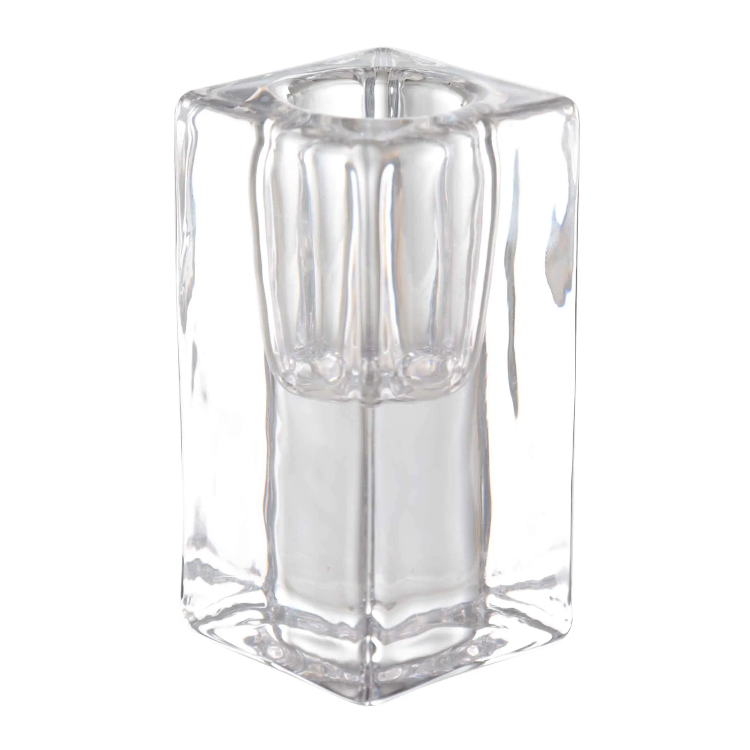 Candlestick, 8 cm, for a thin candle, glass, Cube