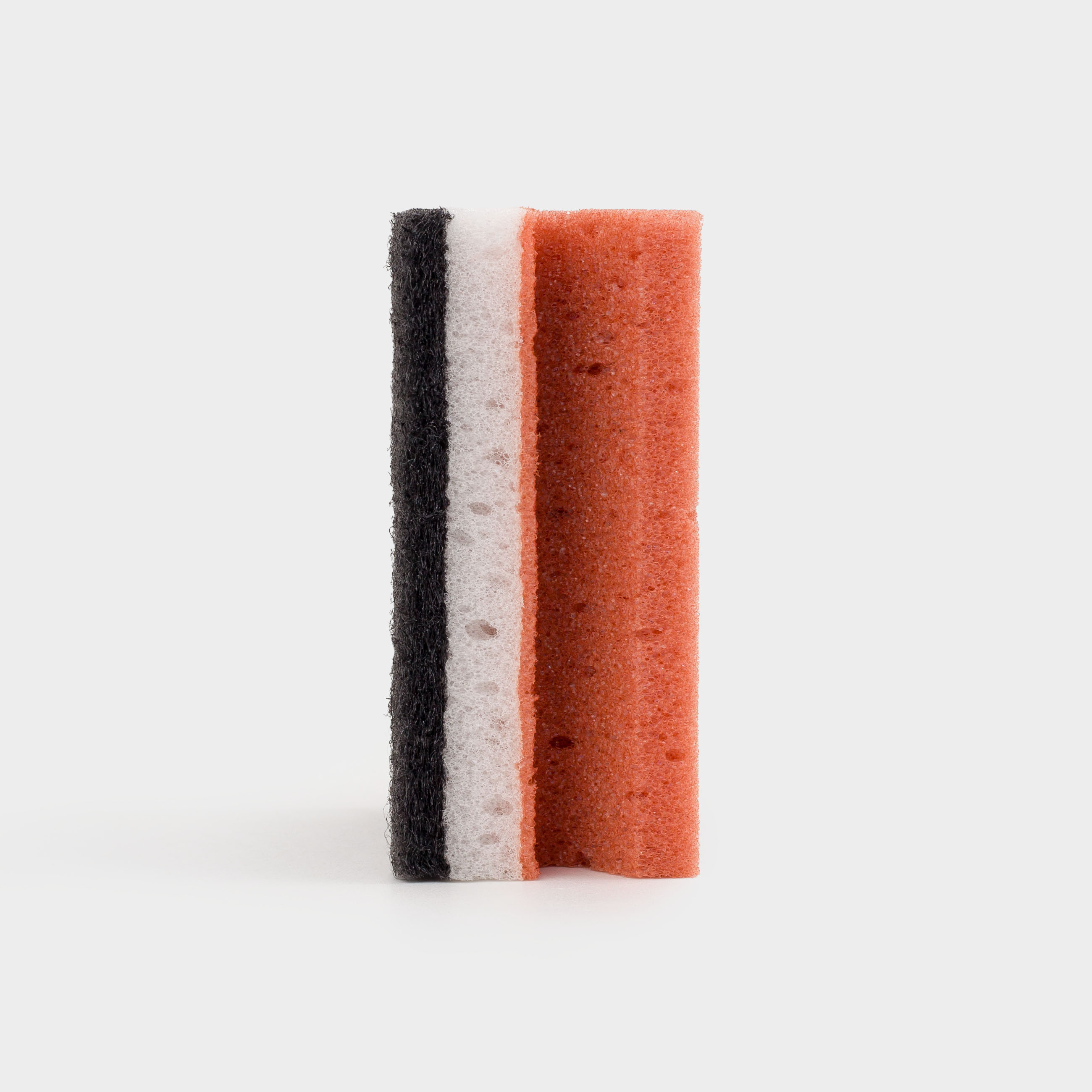 Dish washing sponge, 10x7 cm, 4 pcs, foam rubber / abrasive, rectangular, brown-gray, Clean