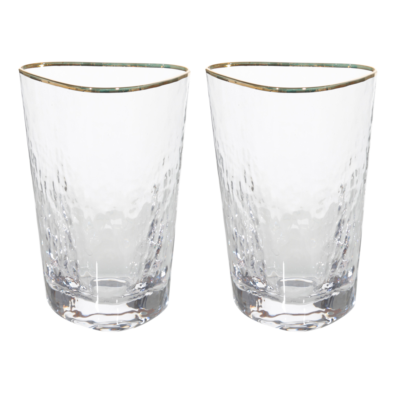 Glass, 13 cm, 400 ml, 2 pcs, glass, with golden edging, Triangle Gold, image-0