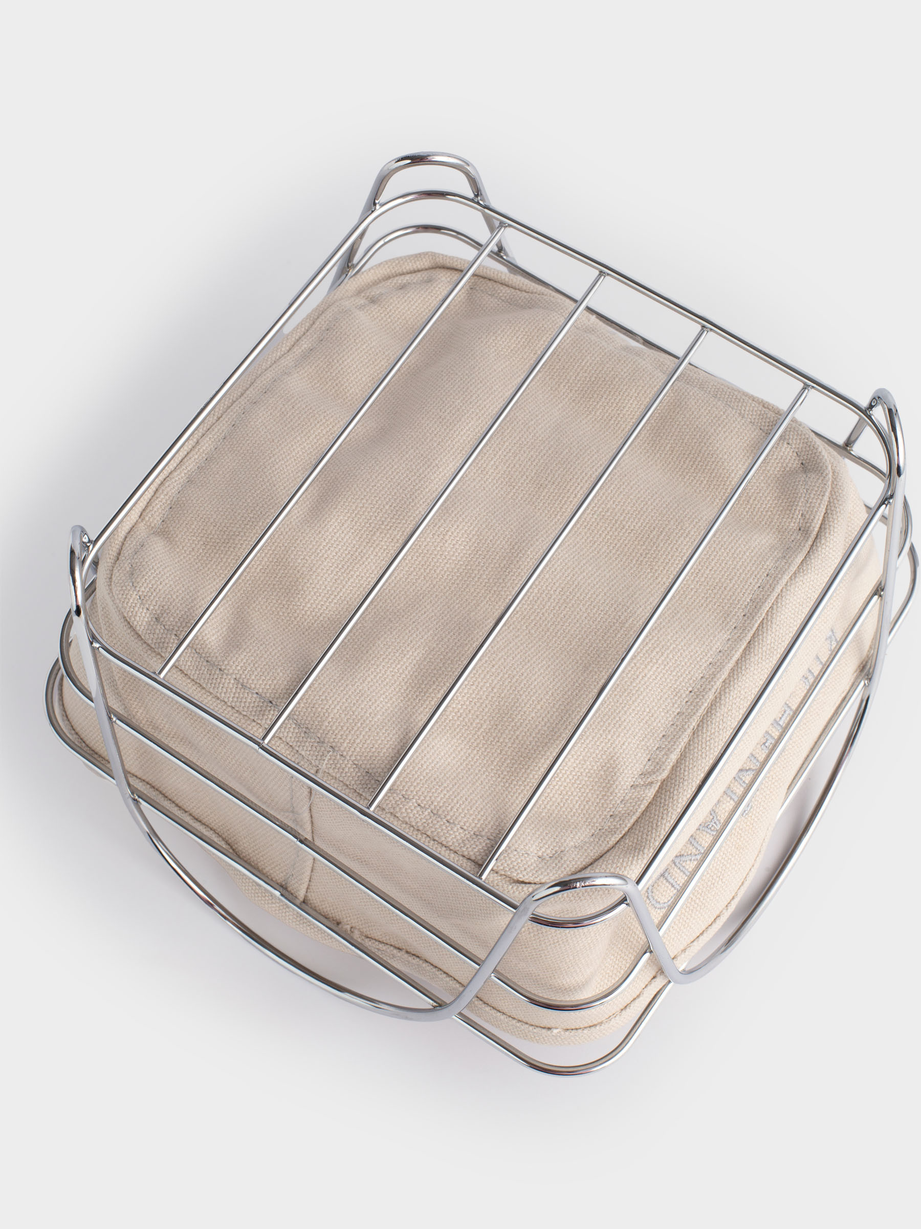 Bread basket, 21x21 cm, cotton/metal, square, Grey/silver, Twist silver, image-4