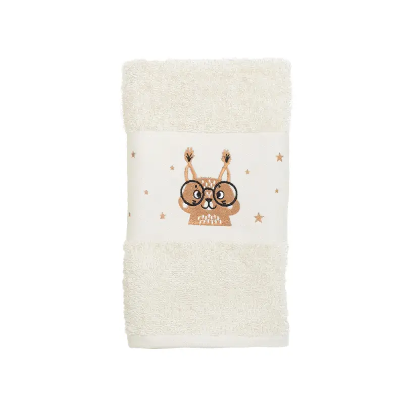 Children's towel, 50x90 cm, cotton, beige, Squirrel, Forest Animals ,image-0