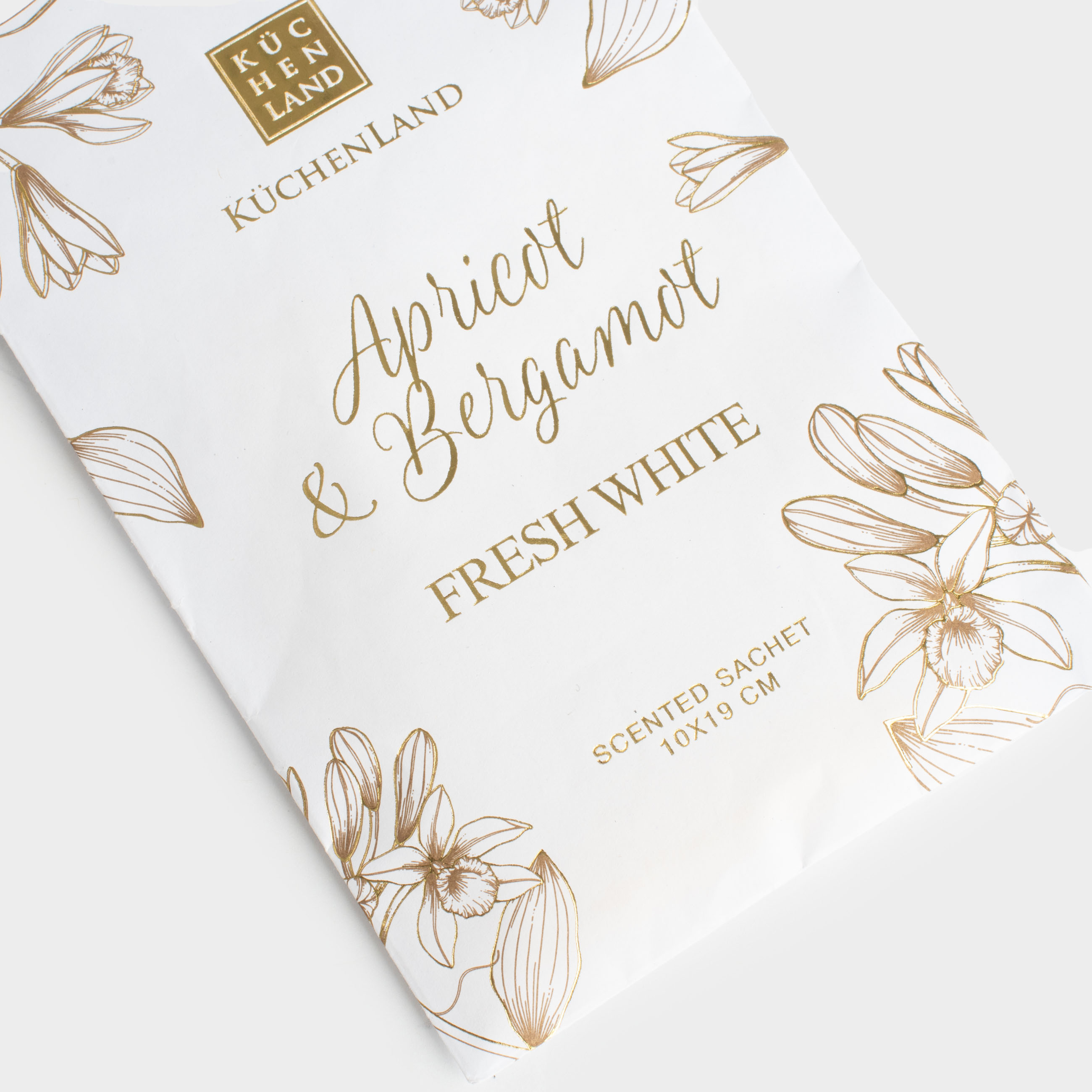 Scented sachet, 10x19 cm, hanging, Apricot & Bergamot, Fresh white, image-2