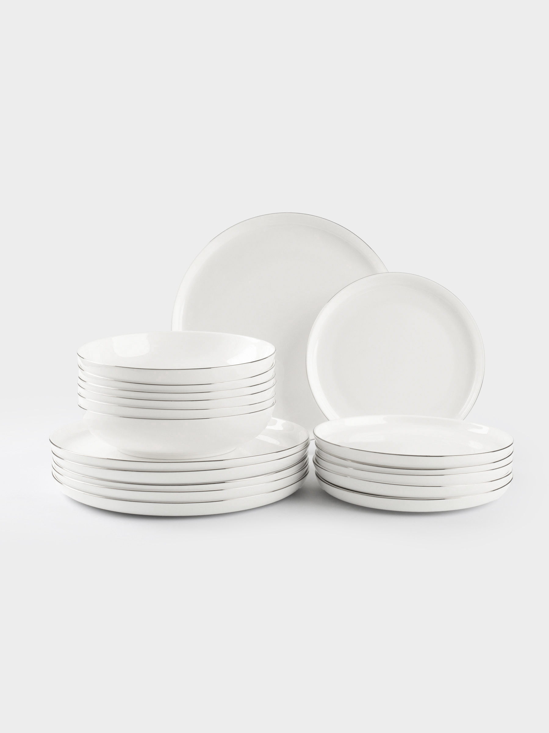 Dining set, 6 pers, 18 pr, porcelain F, white, Ideal silver, image-0
