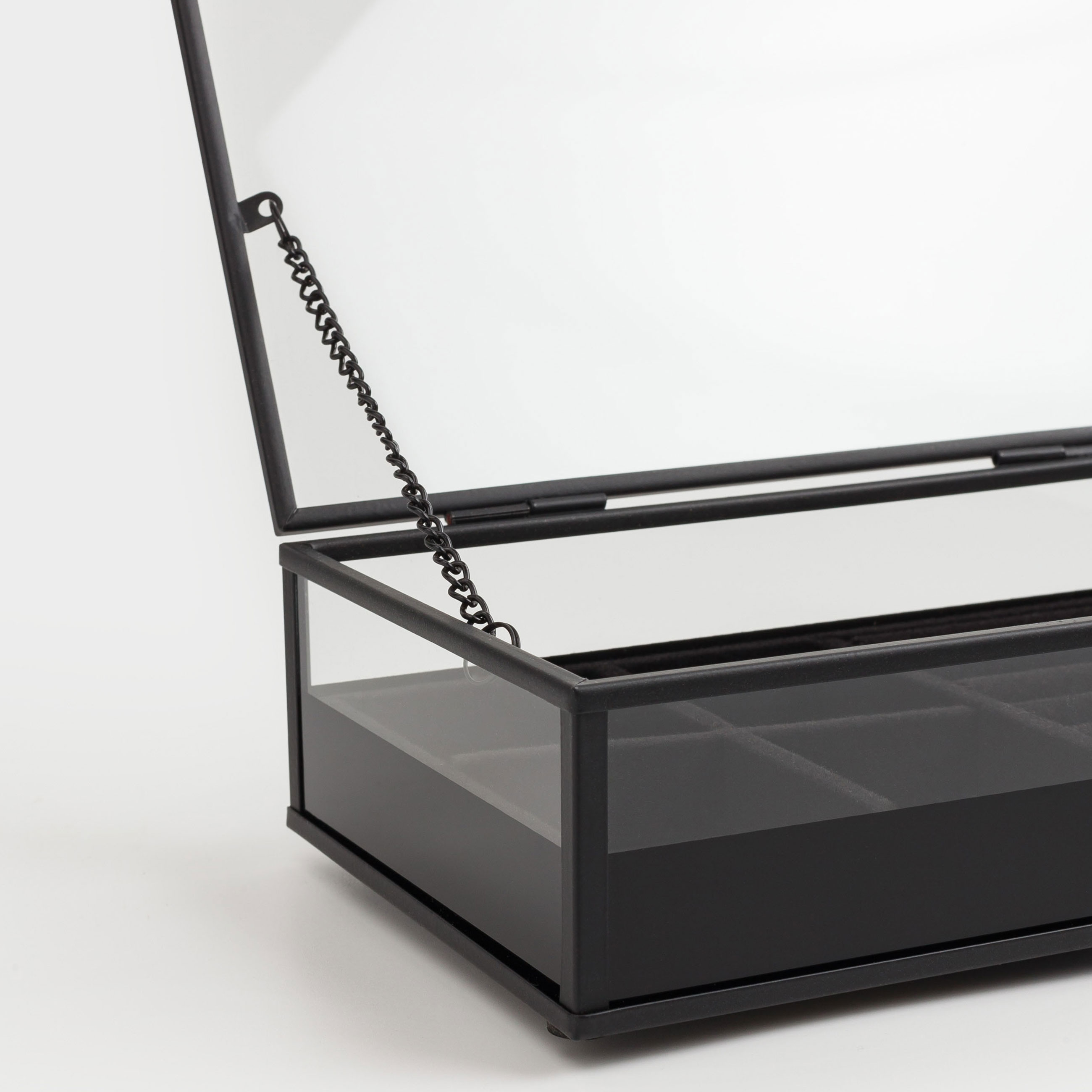 Jewelry box, 21x13 cm, glass / metal, black, Collection, image-2