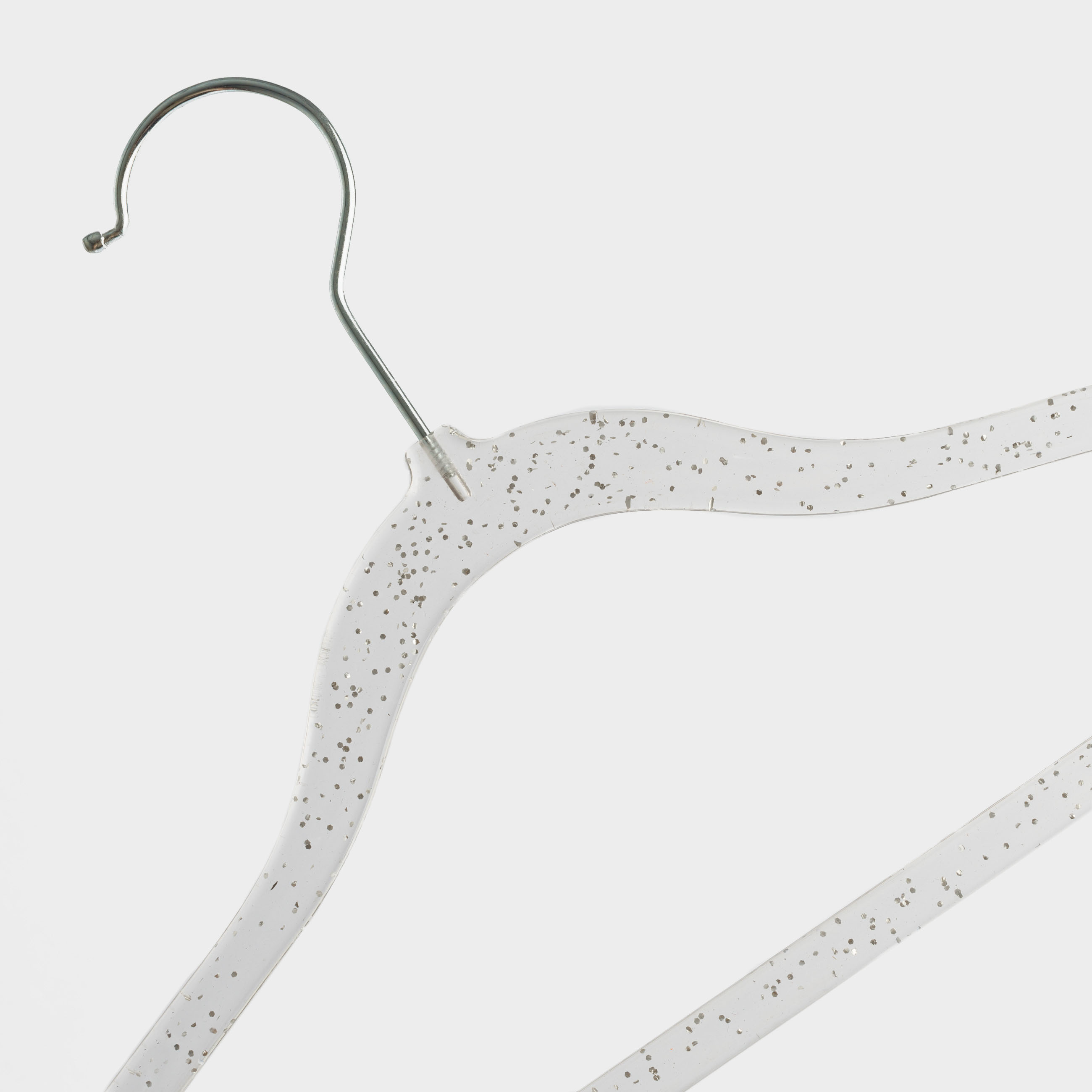 Hanger-hangers, 30 cm, 3 pcs, children's, plastic, transparent with silver sequins, Shimmer