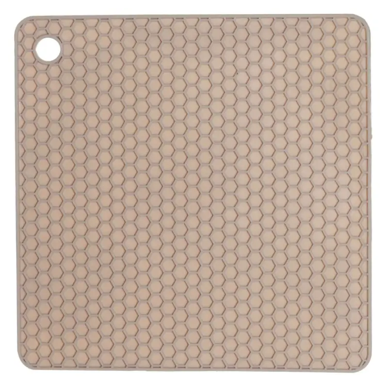 Hot pot holder, 17 cm, square, silicone, beige, Soft kitchen