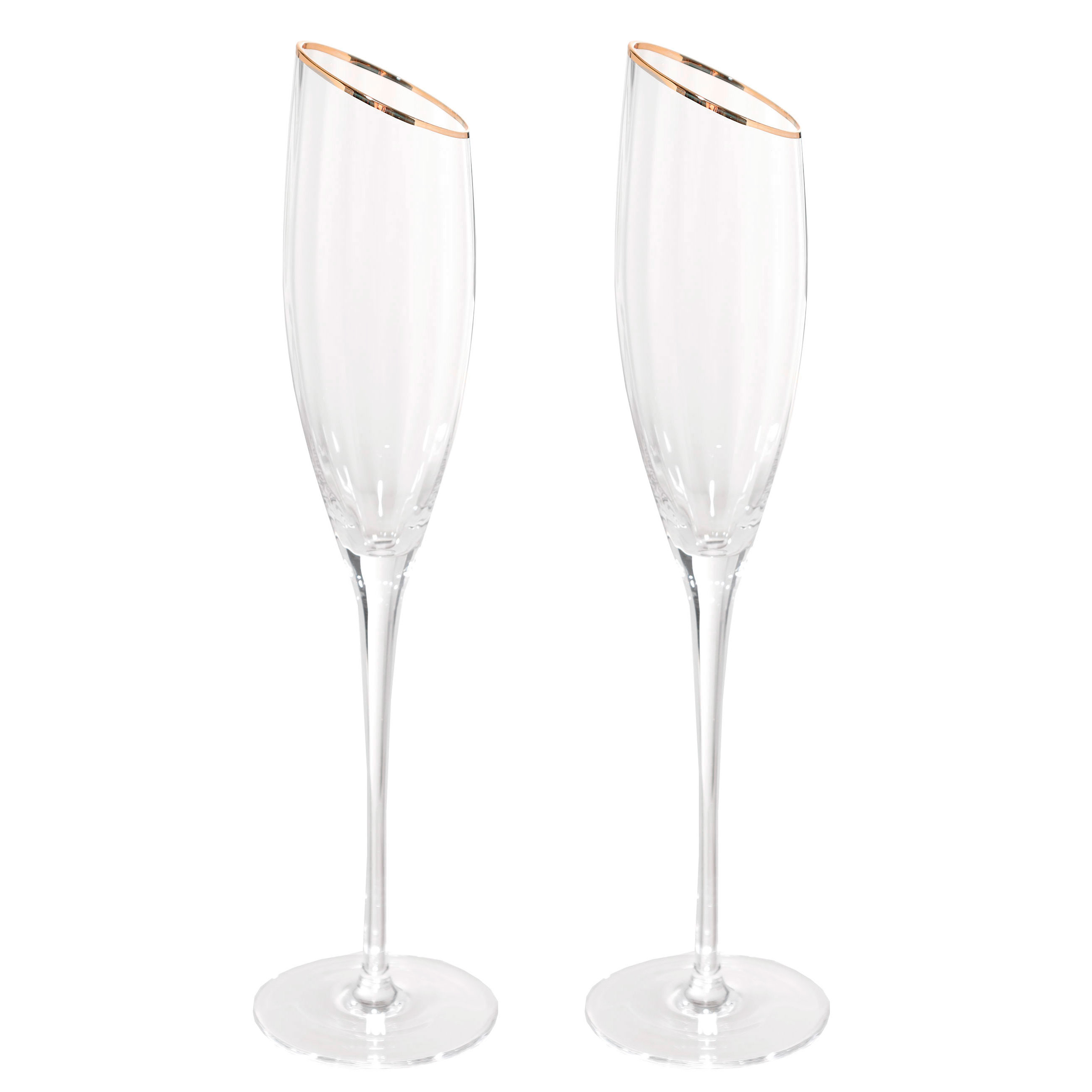 Drinking glass, 180 ml, 2 pcs, glass, with golden edging, Charm R gold, image-0