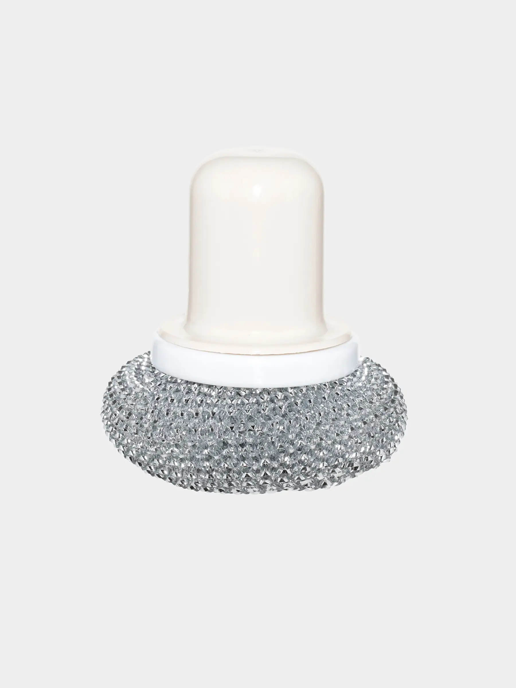 Cleaning sponge, 8 cm, with oval holder, plastic, silver-beige, Clean