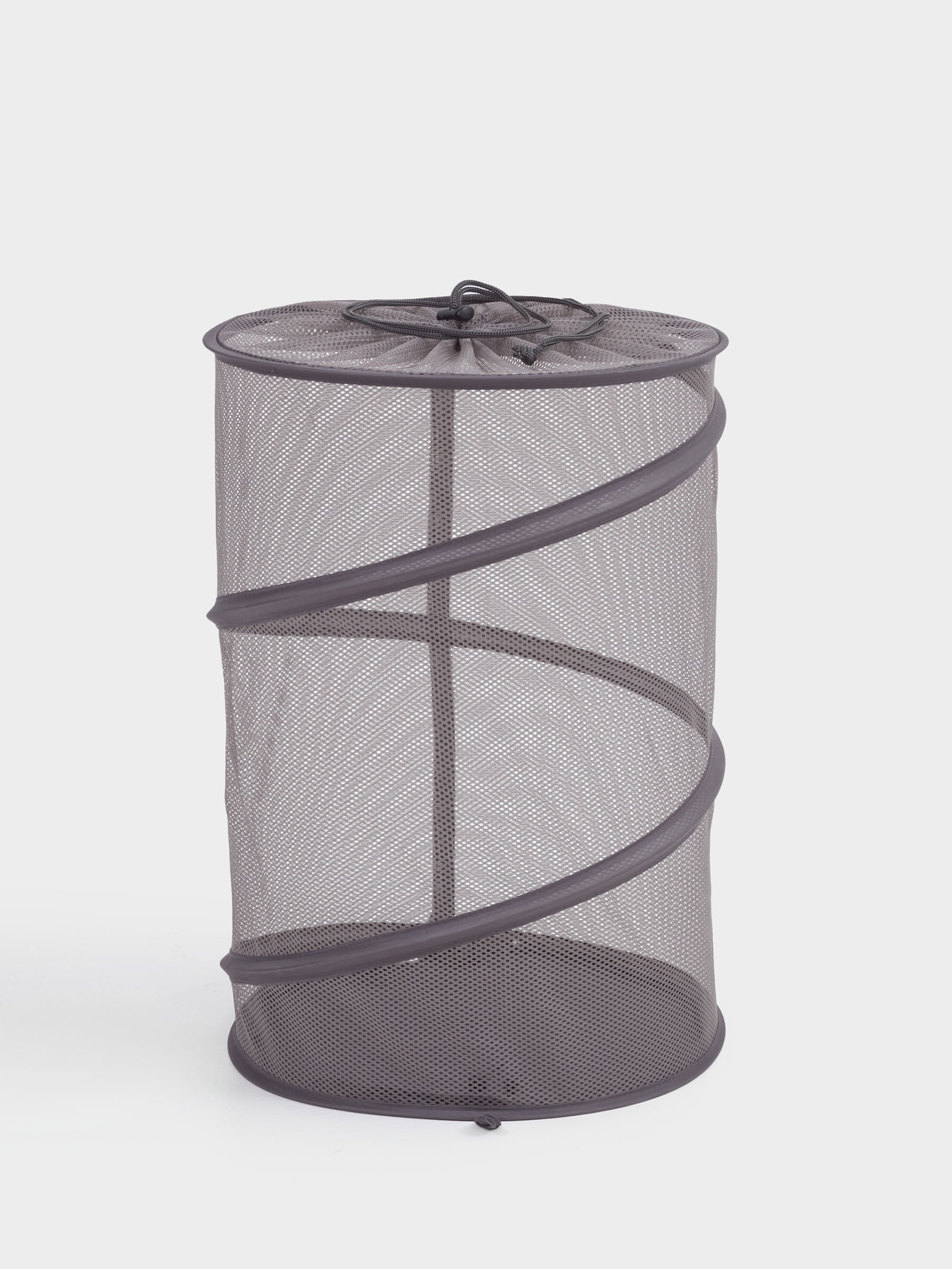 Laundry basket, 46x34 cm, folding, polyester / steel, round, black, Safety, image-0