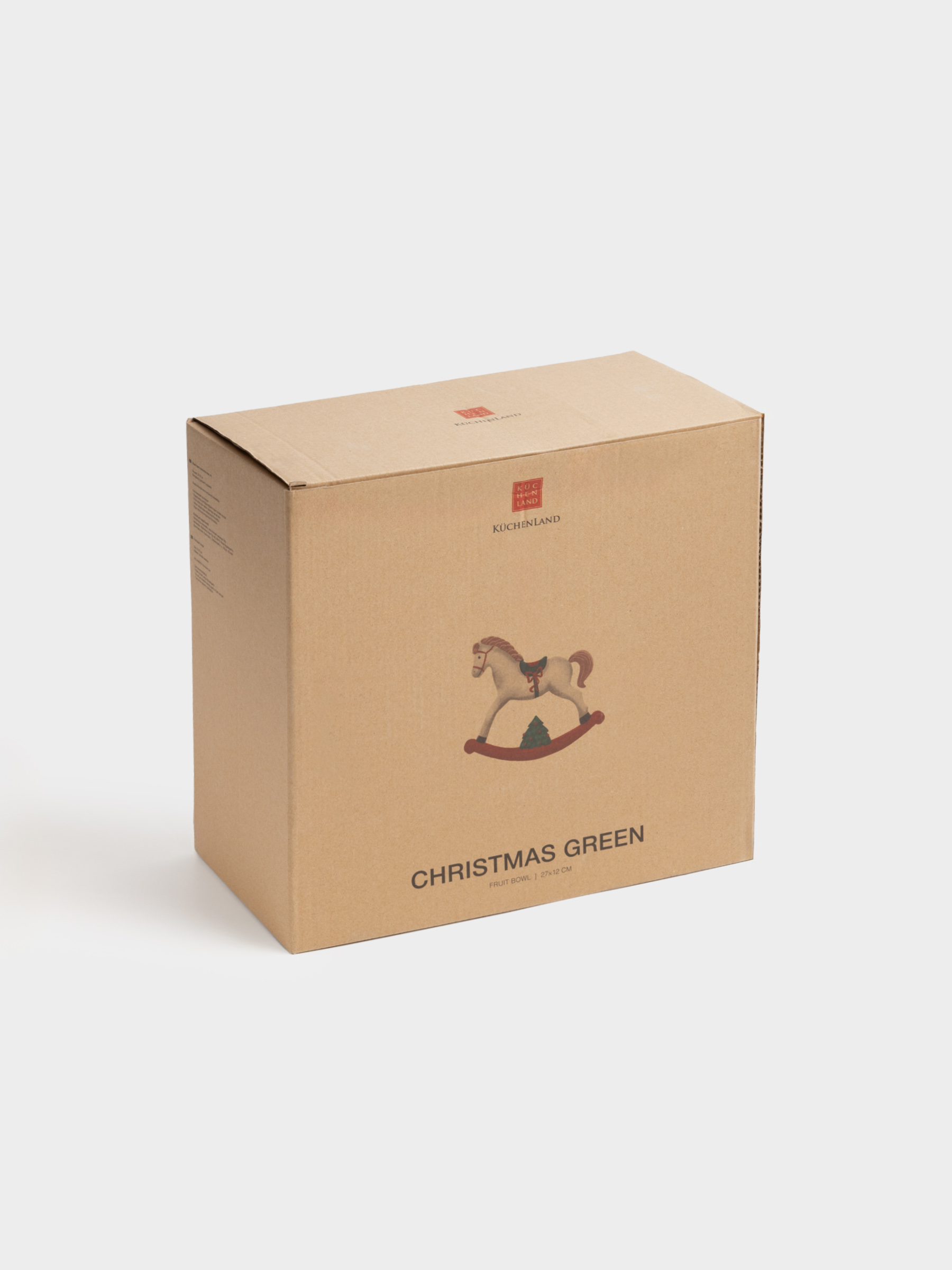 Fruit bowl, 27x12 cm, on a leg, ceramic, Horse, Christmas green, image-6