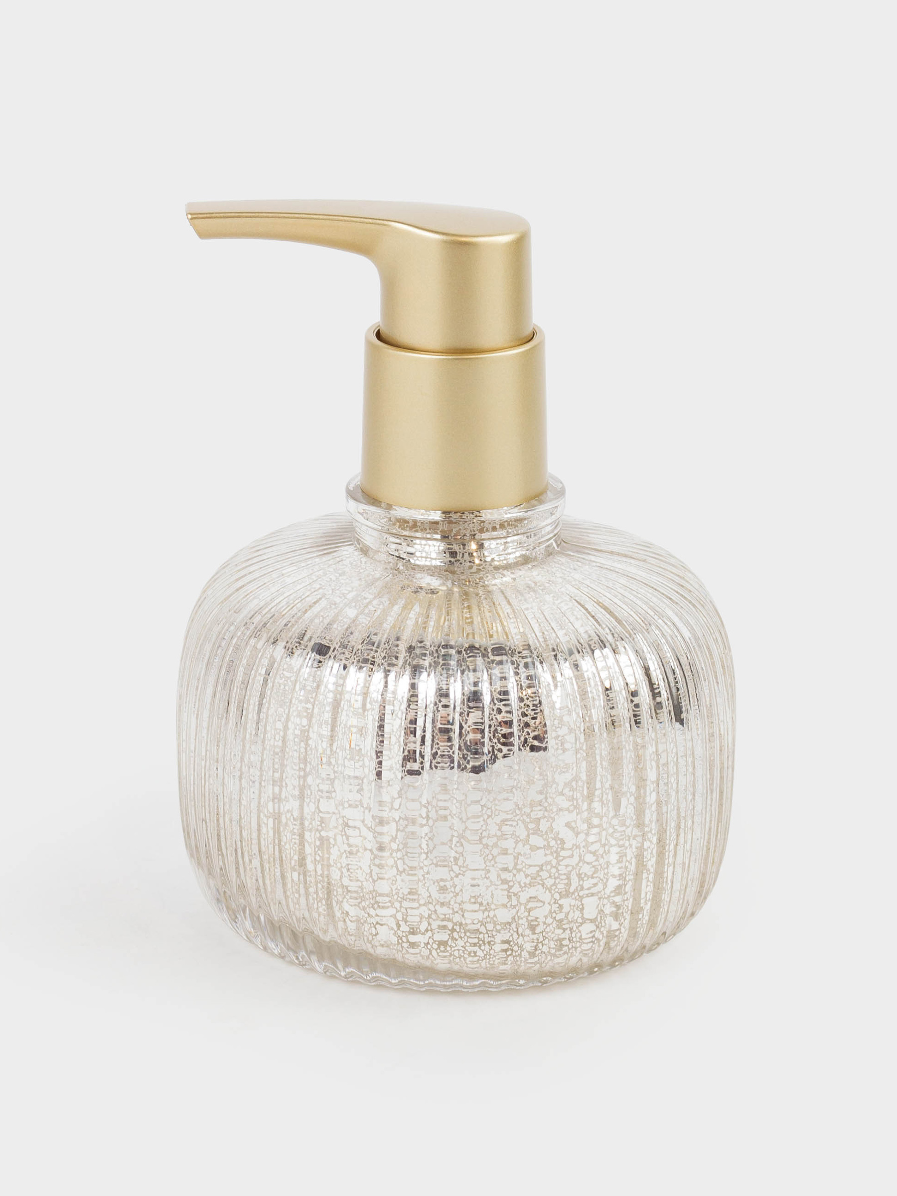 Liquid soap dispenser, 320 ml, glass / plastic, golden, Patina rib, image-0