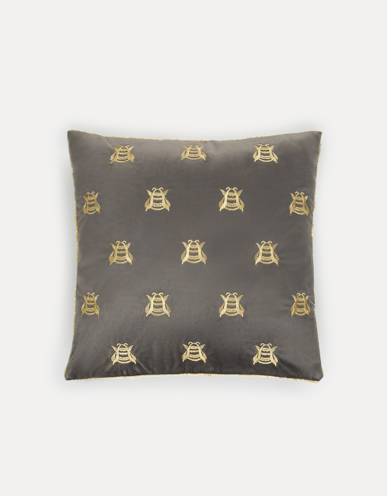 Decorative pillow, 45x45, corduroy, gray, Bees, Honey