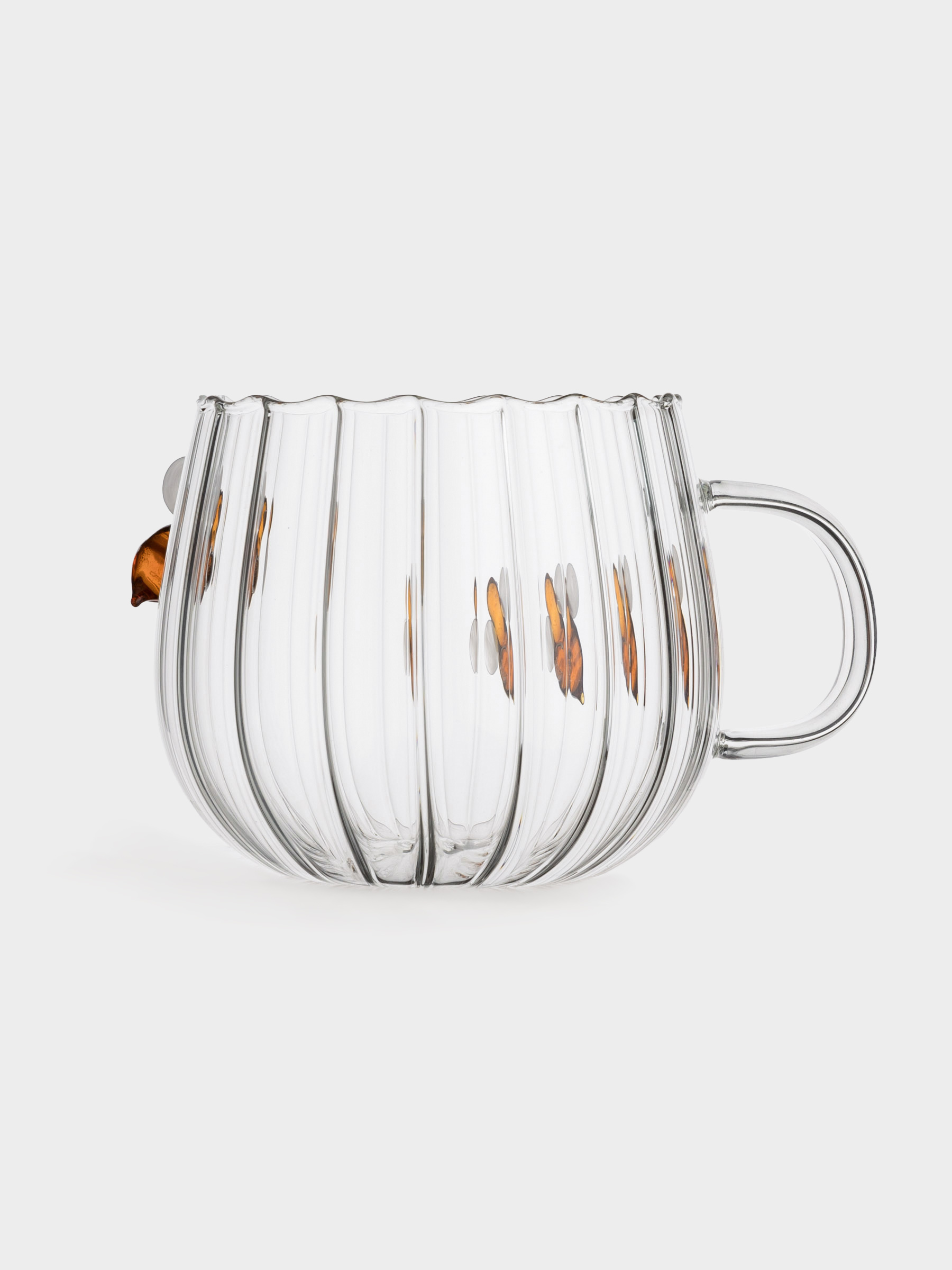 Mug, 400 ml, glass B, Bee and flower, Camellia shape, image-2