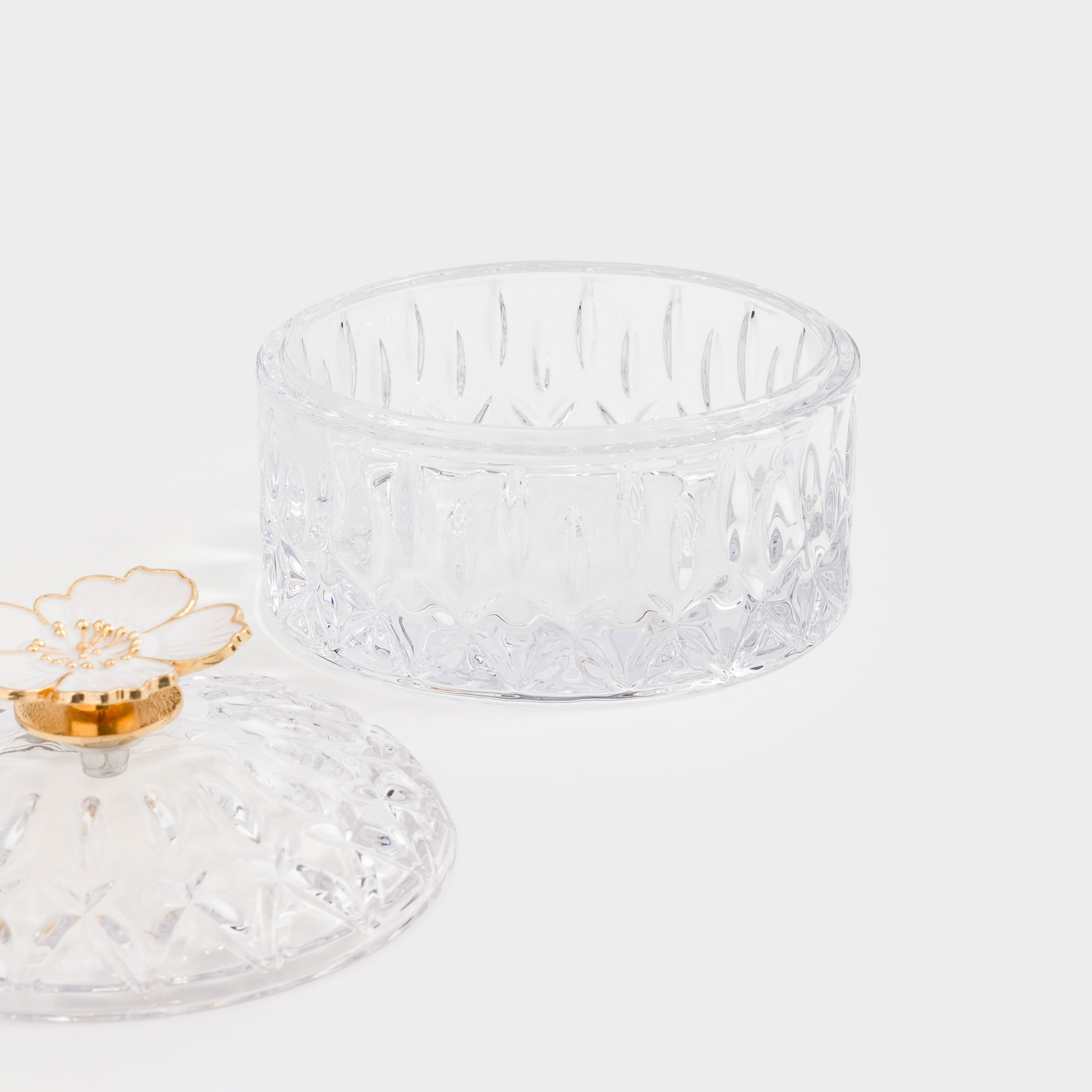 Storage container, 10x8 cm, ml, glass R / metal, Flower, Naiad