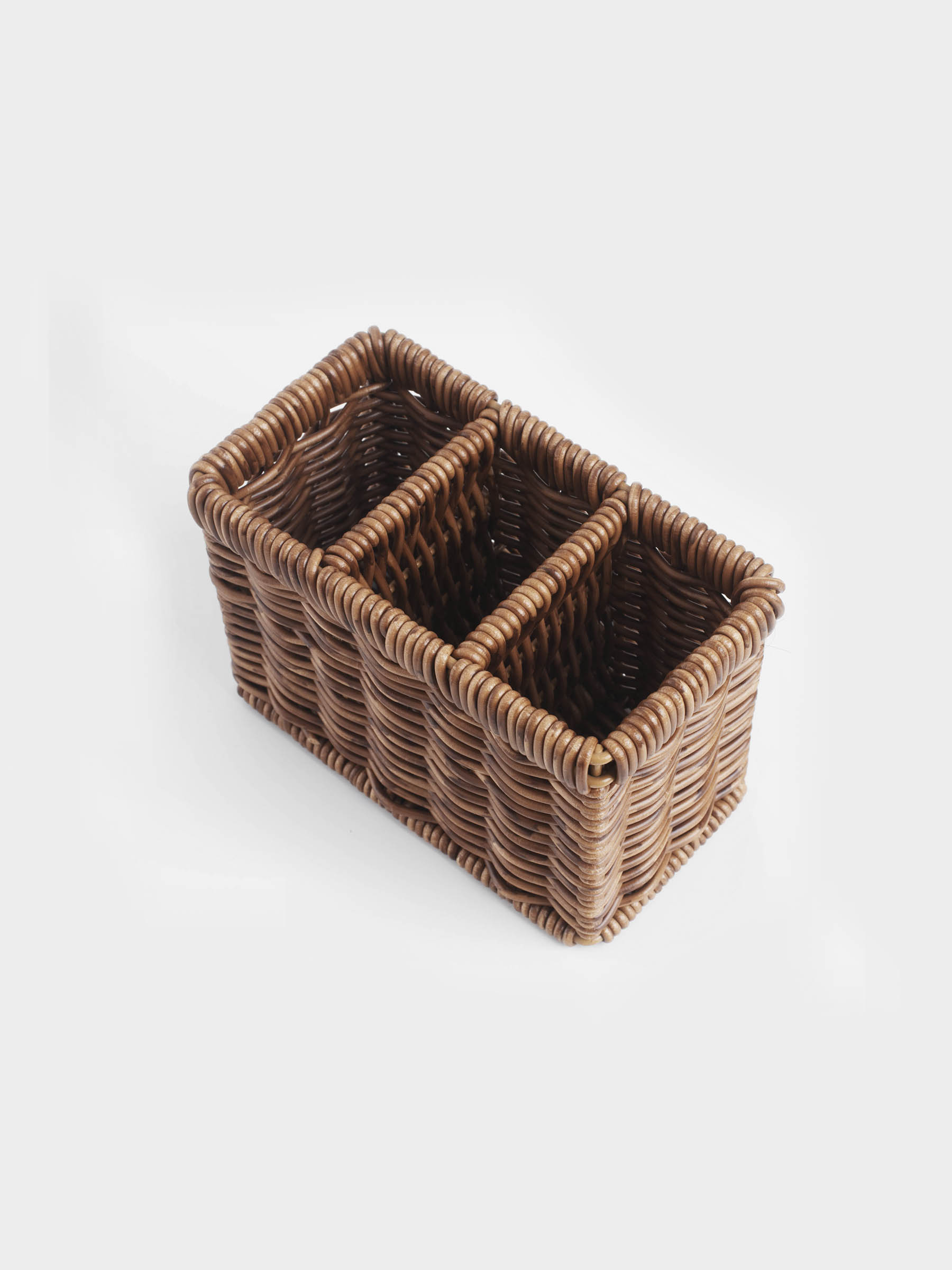 Flatware stand, 10x14 cm, 3 otd, rattan, brown, Blendy, image-3