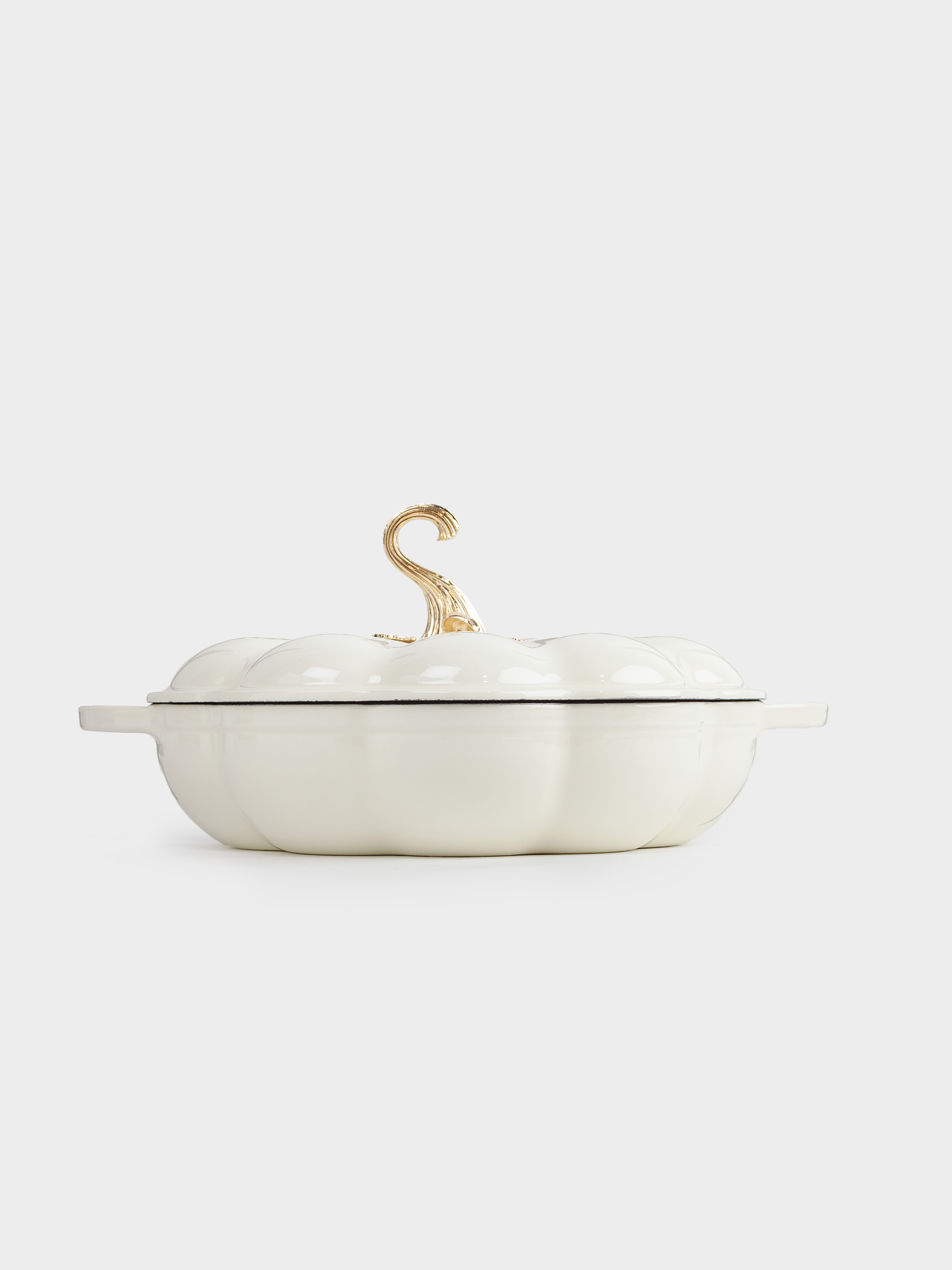 Saucepan, 26 cm, 2.3 l, with lid, cast iron, milky, Pumpkin, Gourd, image-5