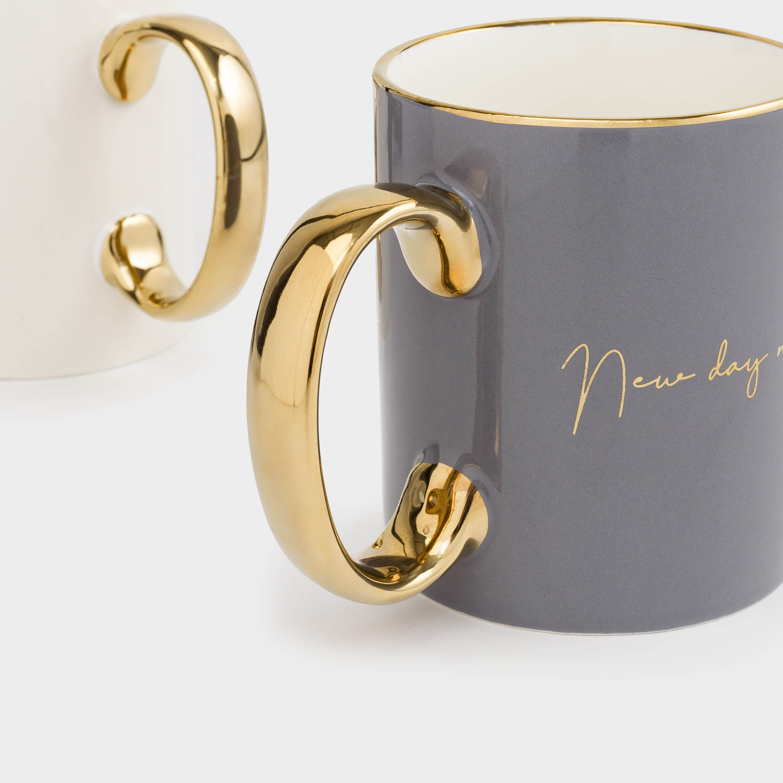 Mug, 350 ml, 2 pcs, with a sieve on a stand, porcelain N / steel, gray / white, Scroll