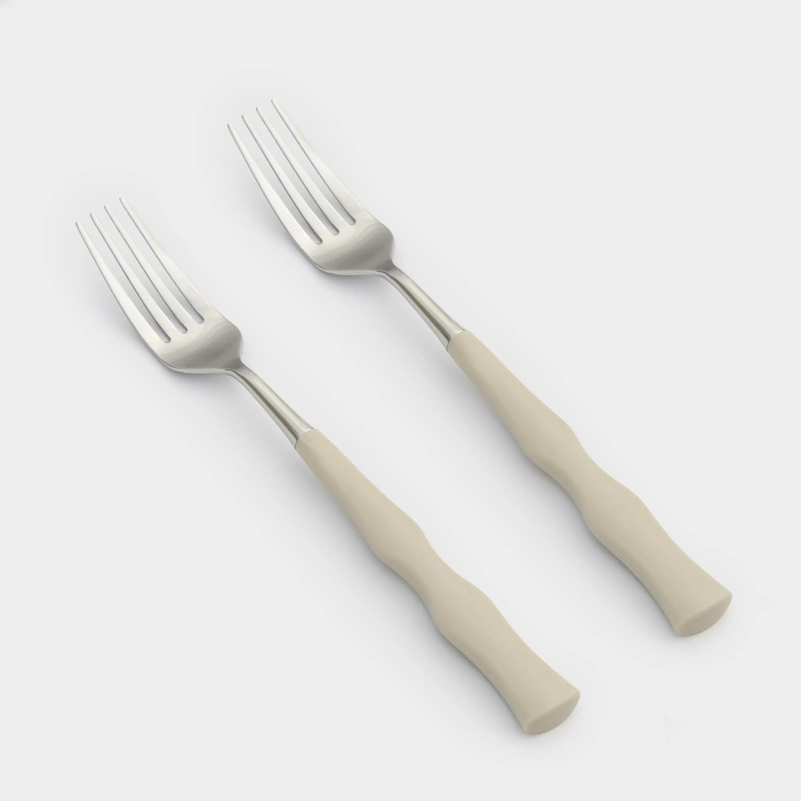 Dining fork, 2 pcs, steel / plastic, beige, Bends, Toronto
