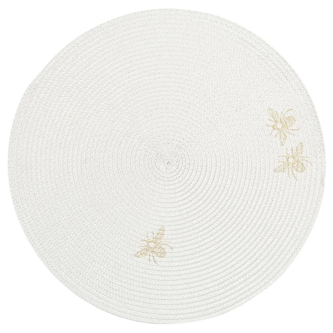 Napkin for appliances, 38 cm, polypropylene/PET, Round, light grey, Bees, Circle embroidery