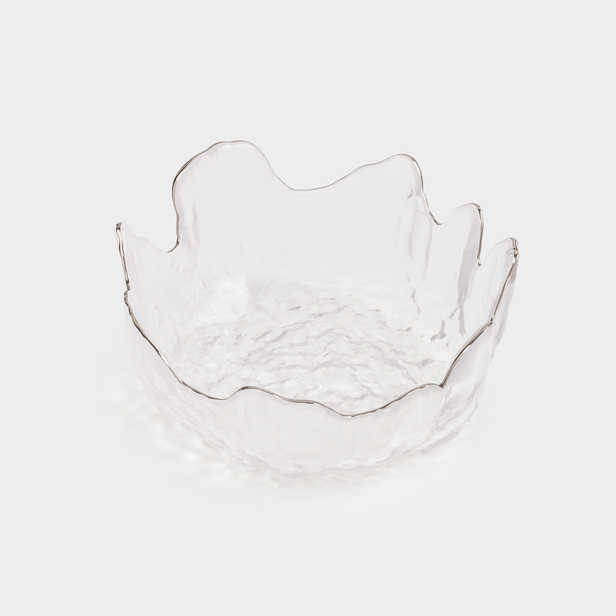 Bowl, 13x6 cm, glass, with silver edging, Nautilus silver