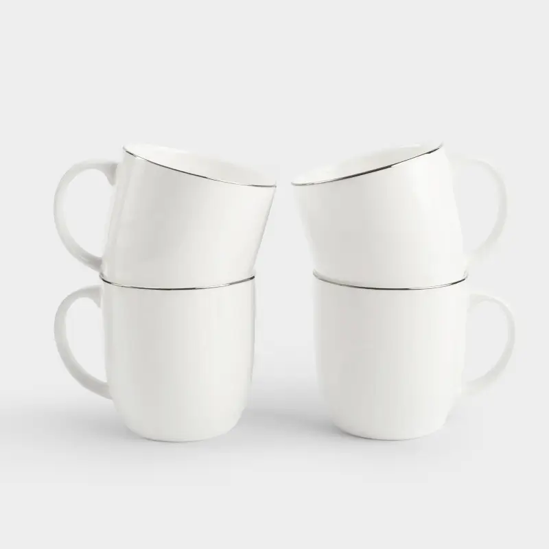 Mug, 370 ml, 4 pcs, porcelain F, white, Ideal silver ,image-0