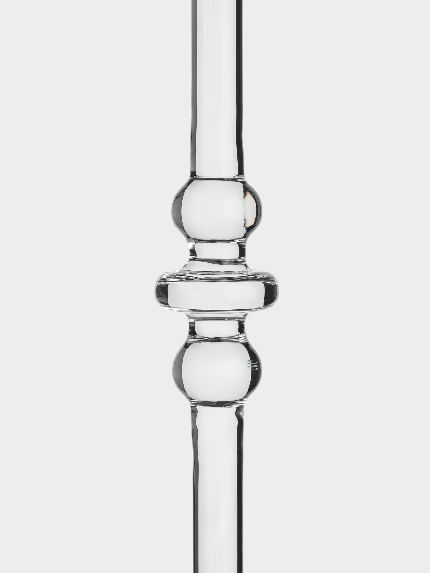 Candlestick, 21 cm, for one candle, on a leg, Glass, Clear, image-1
