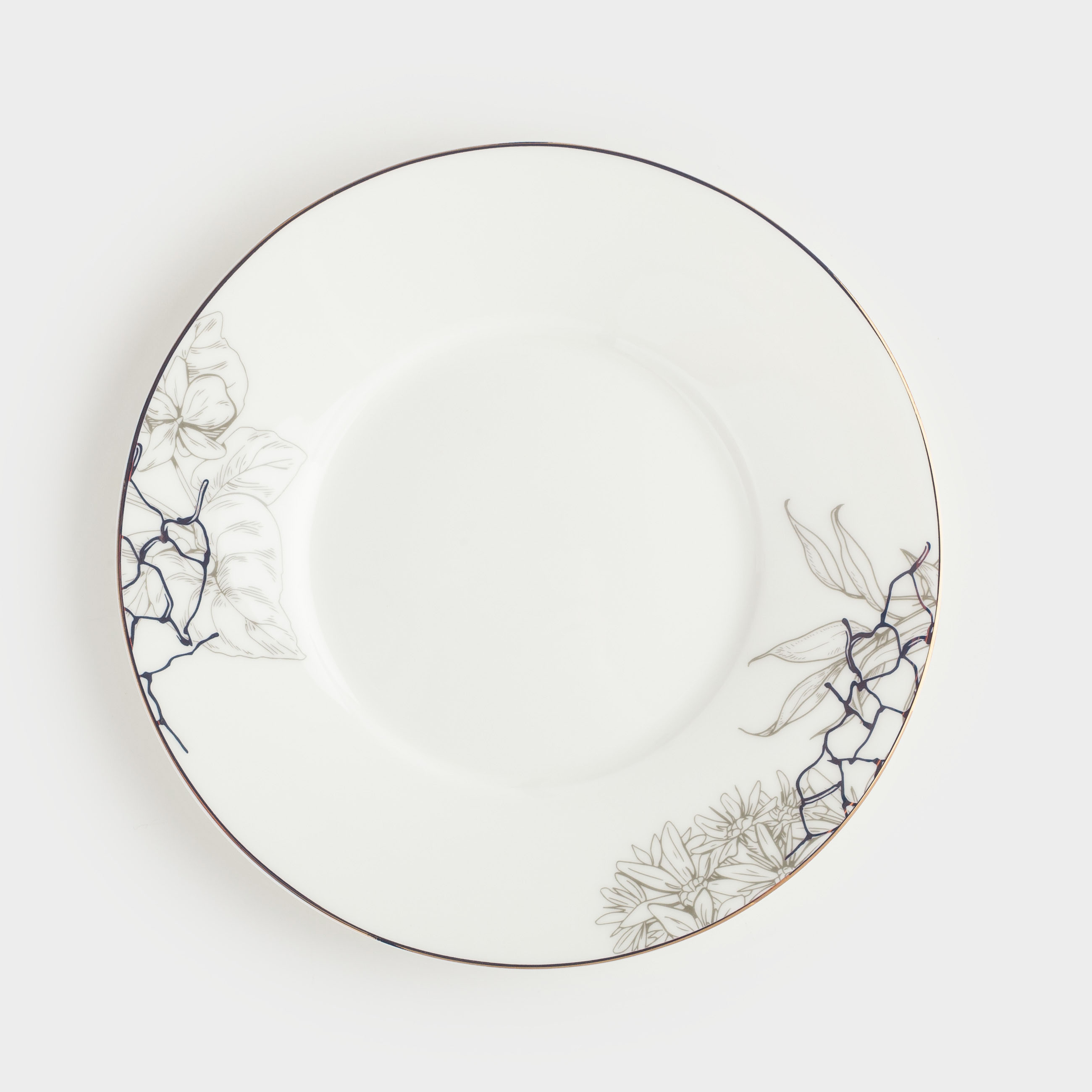 Tea pair, 1 person, 2 items, 350 ml, porcelain F, white and gold, Bees with flowers, Honey, image-2