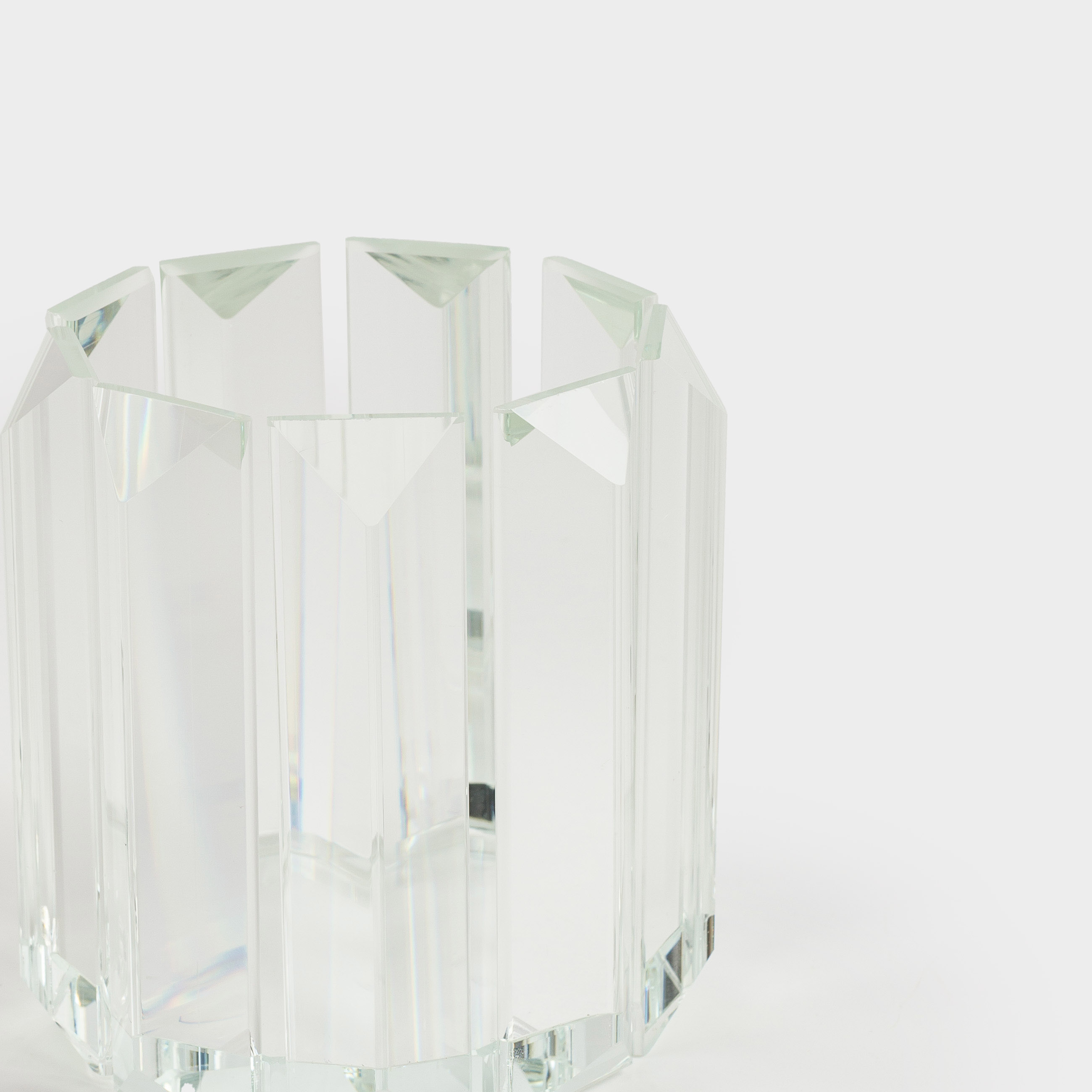 Candlestick, 8 cm, for tea candle, glass, Facets, Lux crystal