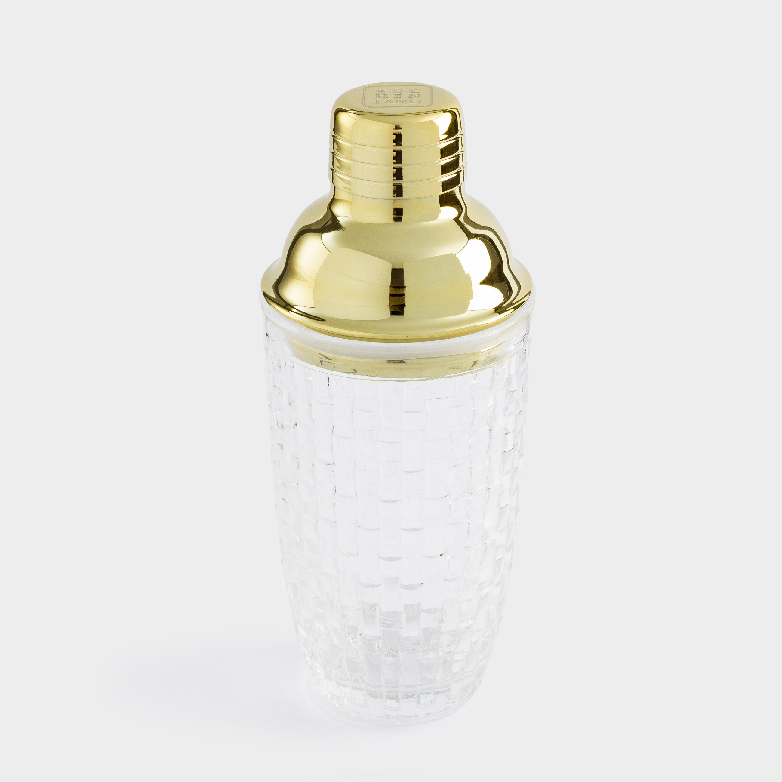Drink set, 2 persons, 3 items, shaker / glasses, glass R / steel, golden, Mosaic gold, image-1