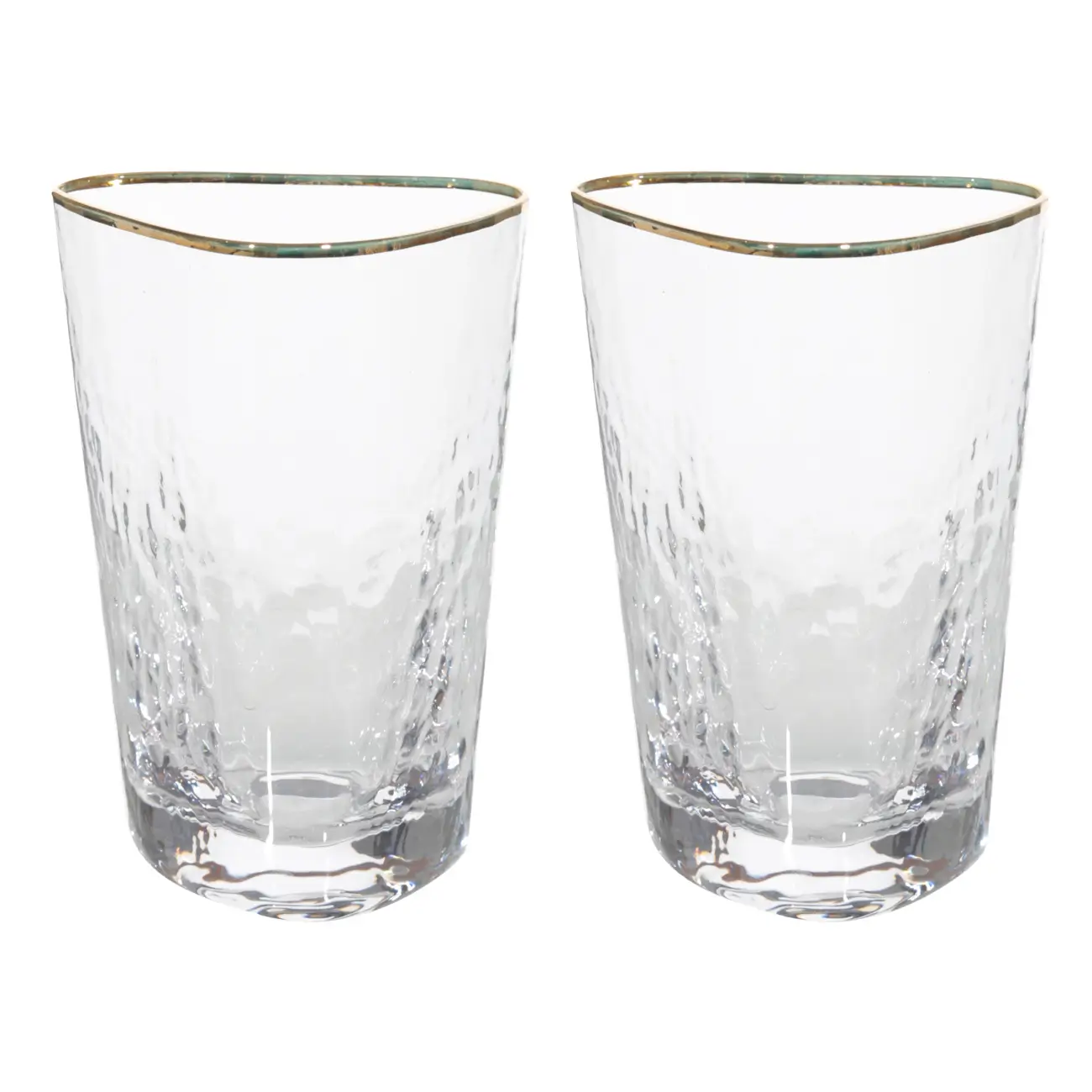 Glass, 13 cm, 400 ml, 2 pcs, glass, with golden edging, Triangle Gold, image-0