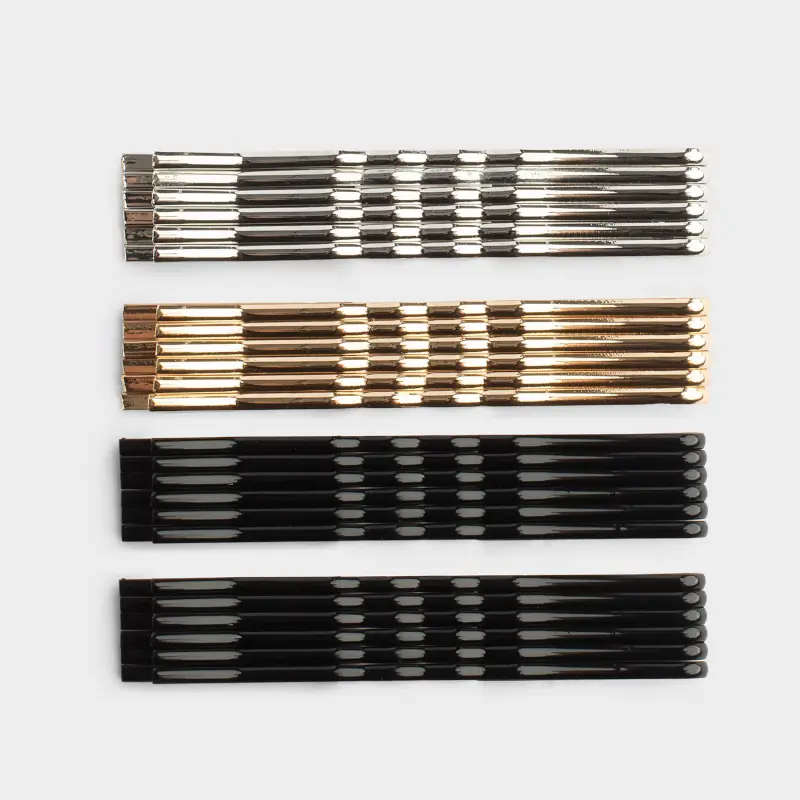 Hair clip, 6 cm, 24 pcs, metal, mixed metallic, Invisible, Basic ,image-0