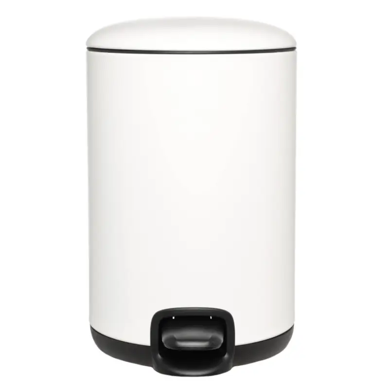 Trash can, 3 l, with pedal, metal, white, Vesta