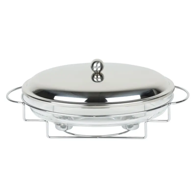 Heated dish, 35x24 cm, glass T / metal, Oval, Classic ,image-0