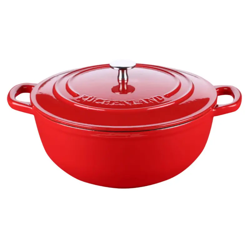 Cauldron, 27 cm, 4.5 l, with lid, cast iron, Red, Bright