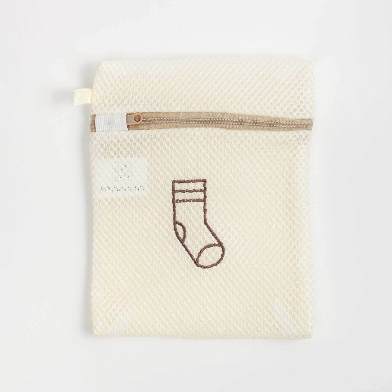 Laundry bag for socks and tights, 22x18 cm, polyester, beige, Safety new