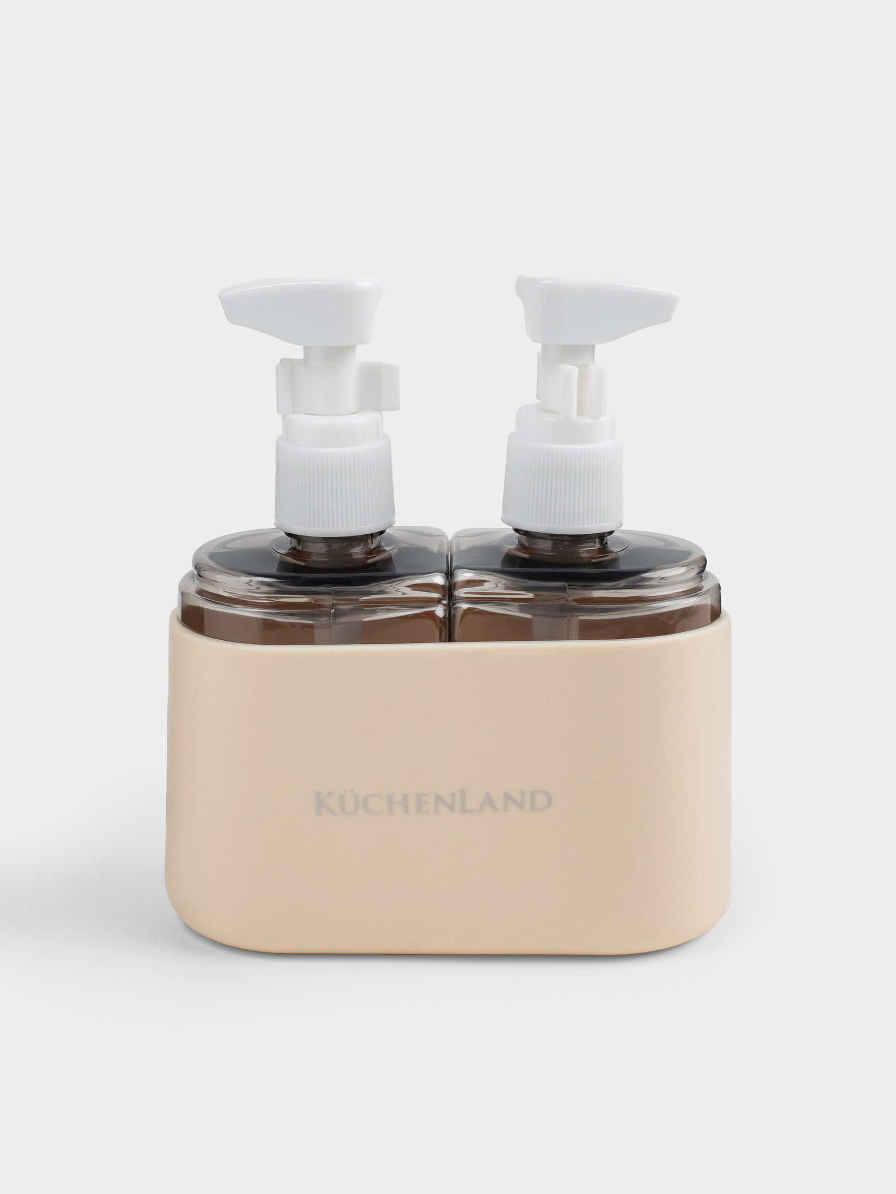 Set of travel bottles, 2 pcs, with dispenser, in a case, plastic, ecru, Travel comfort, image-0