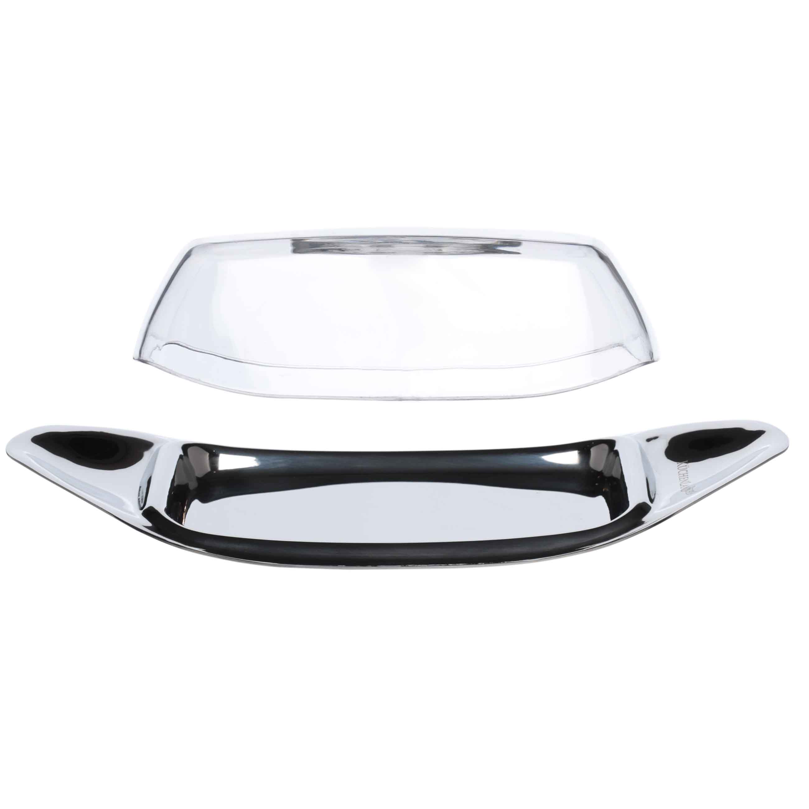 Butter dish, 22 cm, steel / plastic, rectangular, Classic