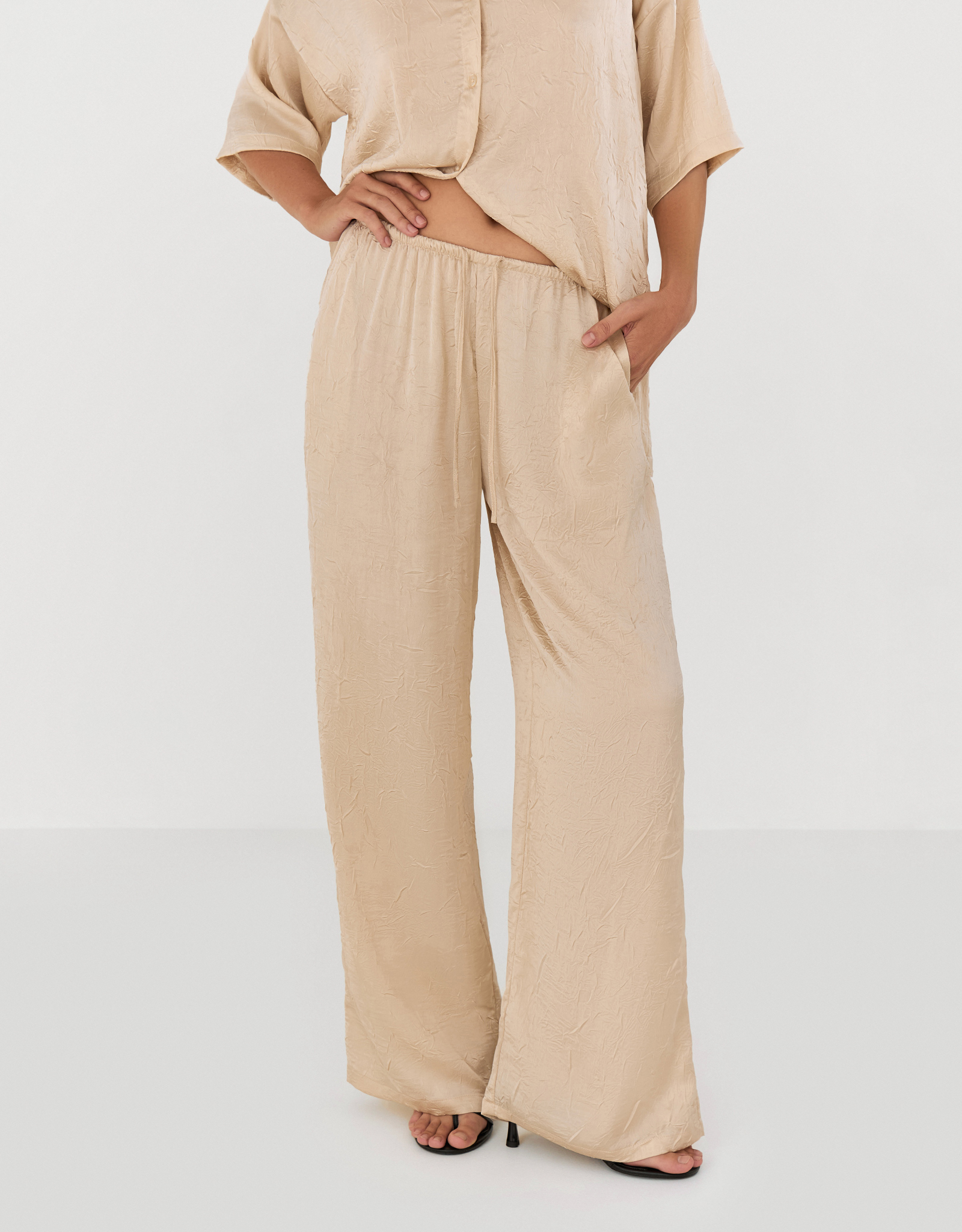 Women's trousers, size S, polyester, gold, Rosalinda, image-1