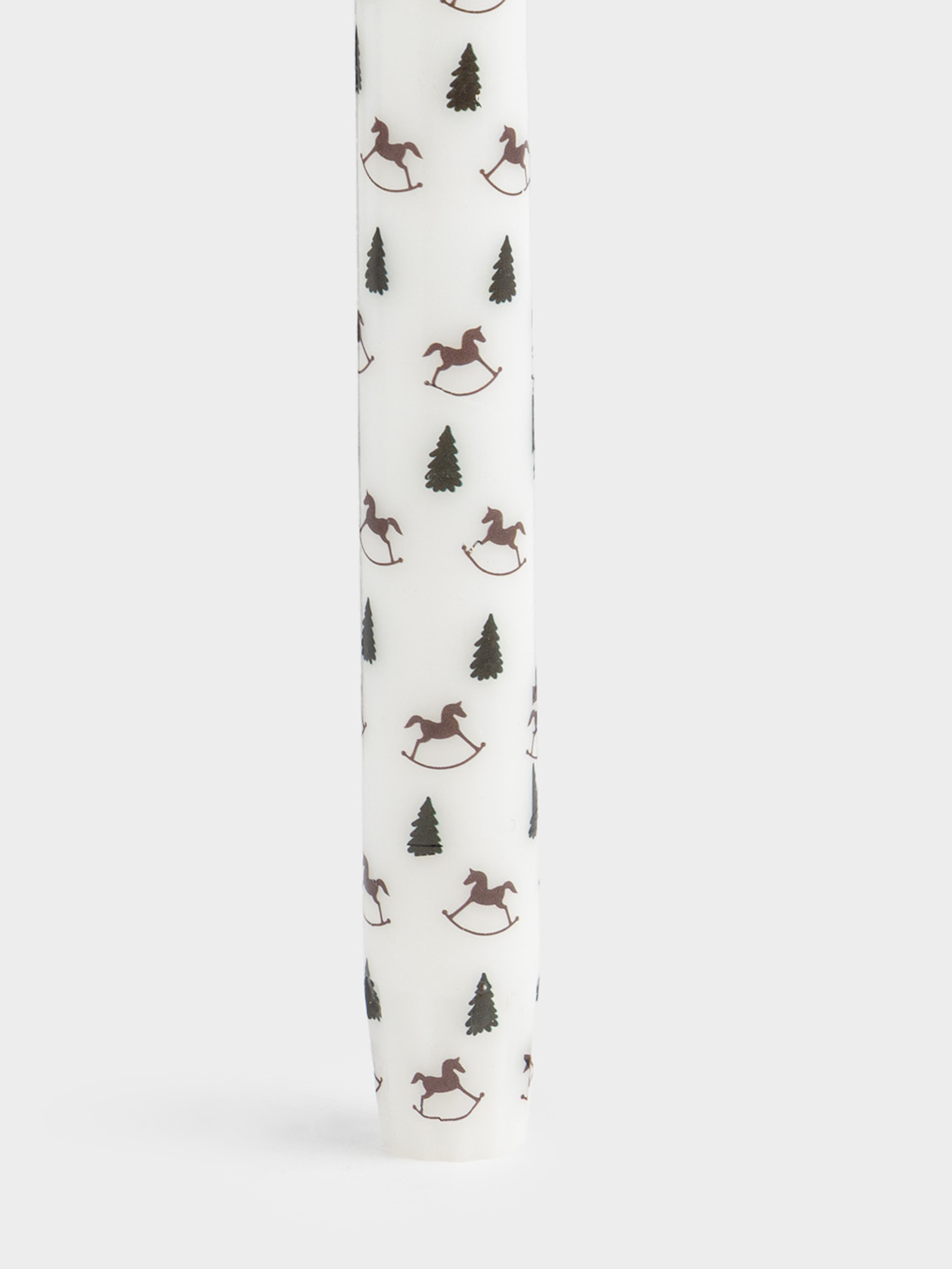 Candle, 20 cm, thin, white, Horses and Christmas trees, Print candle, image-2