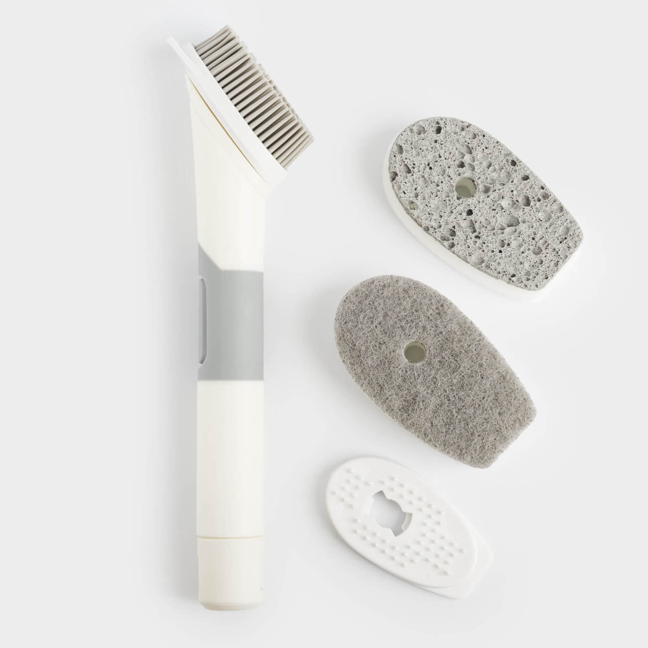 Cleaning brush, 25 cm, 3 nozzles, with detergent dispenser, plastic, grey-white, Clean