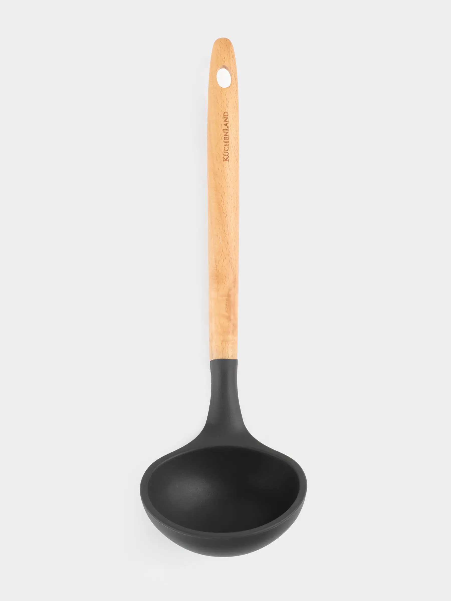 Ladle, 30 cm, silicone / wood, gray, Weekend, image-0
