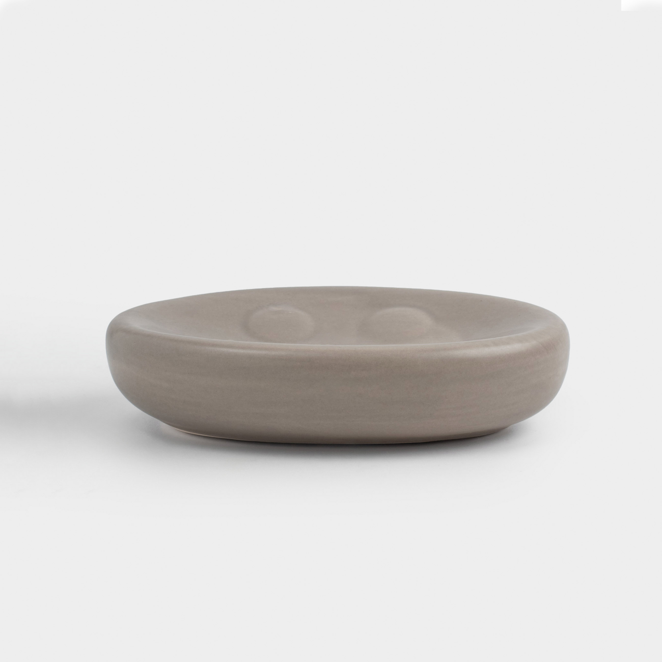 Soap dish, 13x9 cm, ceramic, oval, beige-gray, Giza, image-0