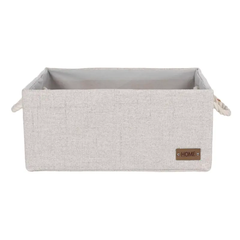 Storage basket, 33x23x15 cm, with handles, polyester, rectangular, Beige, Everyday ,image-0