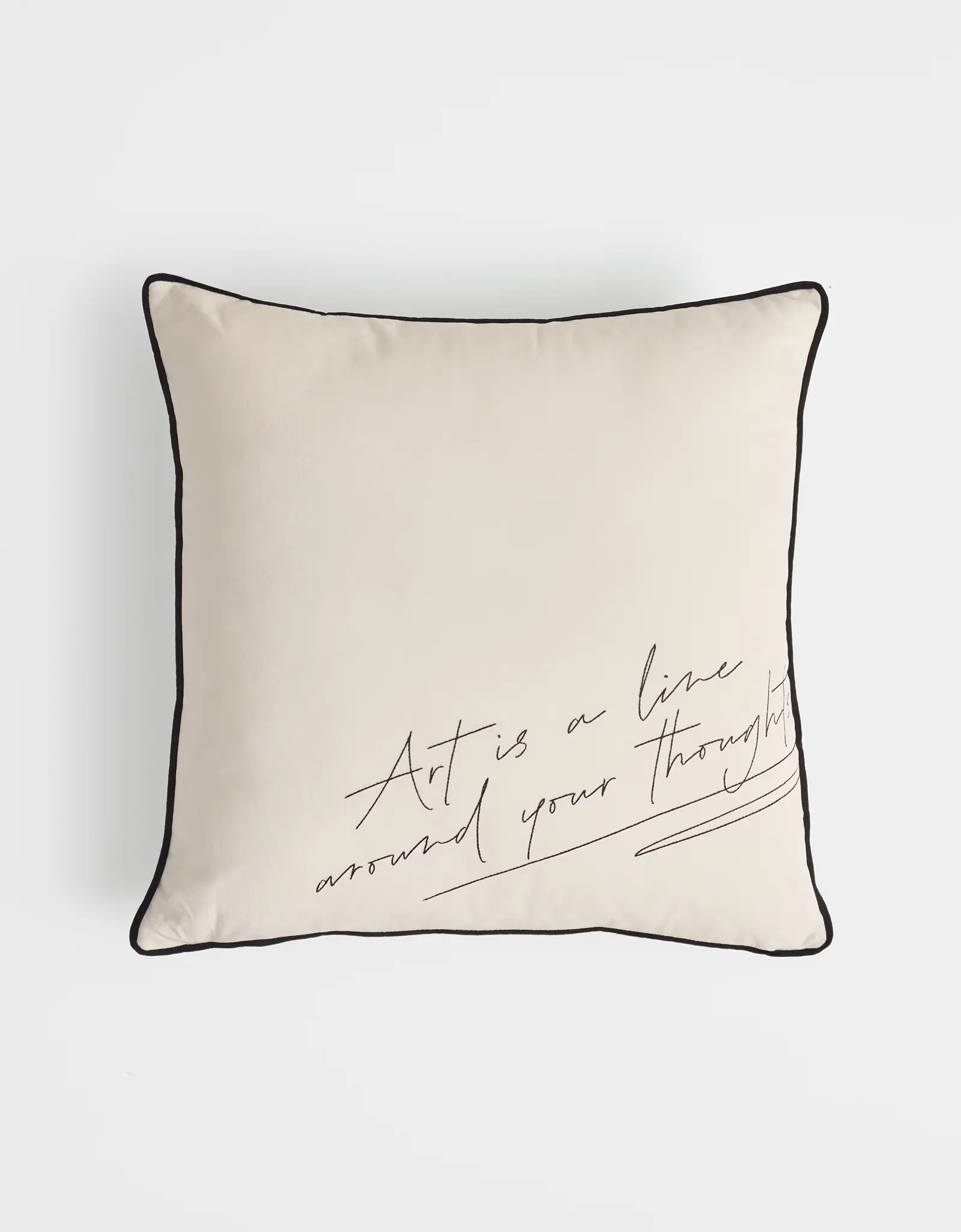 Decorative pillow, 45x45 cm, velvet, milky, Art is a line around your thoughts, Scroll, image-0