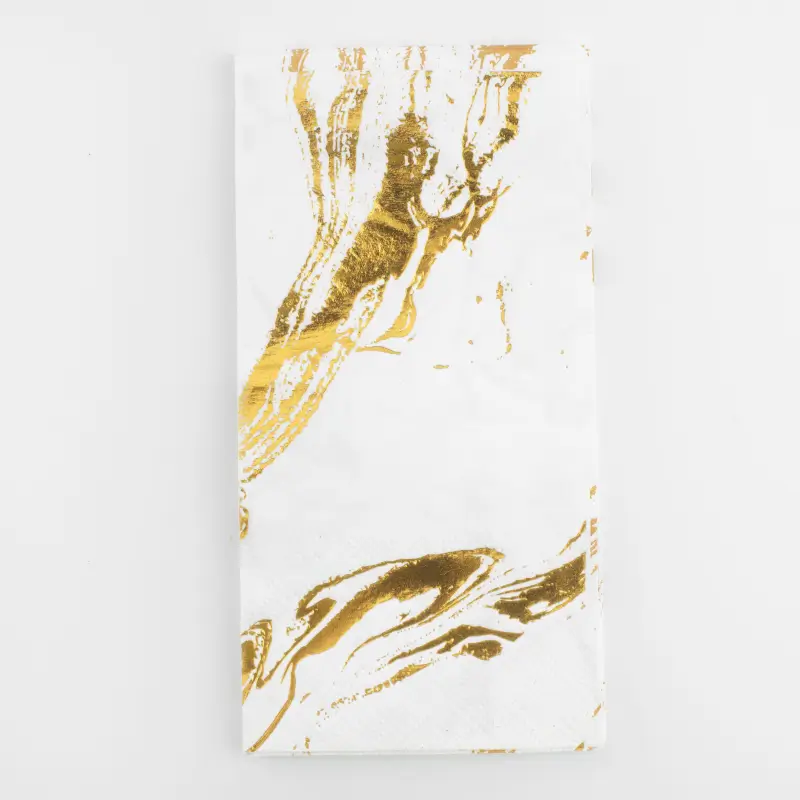 Paper napkins, 33x33 cm, 20 pcs, rectangular, white, Golden marble, Maniera, image-0